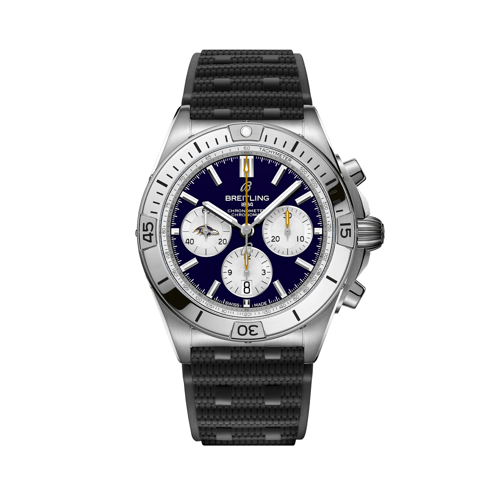 Vertical Breitling Chronomat B01 42 NFL Ravens AB01342B1K2S1