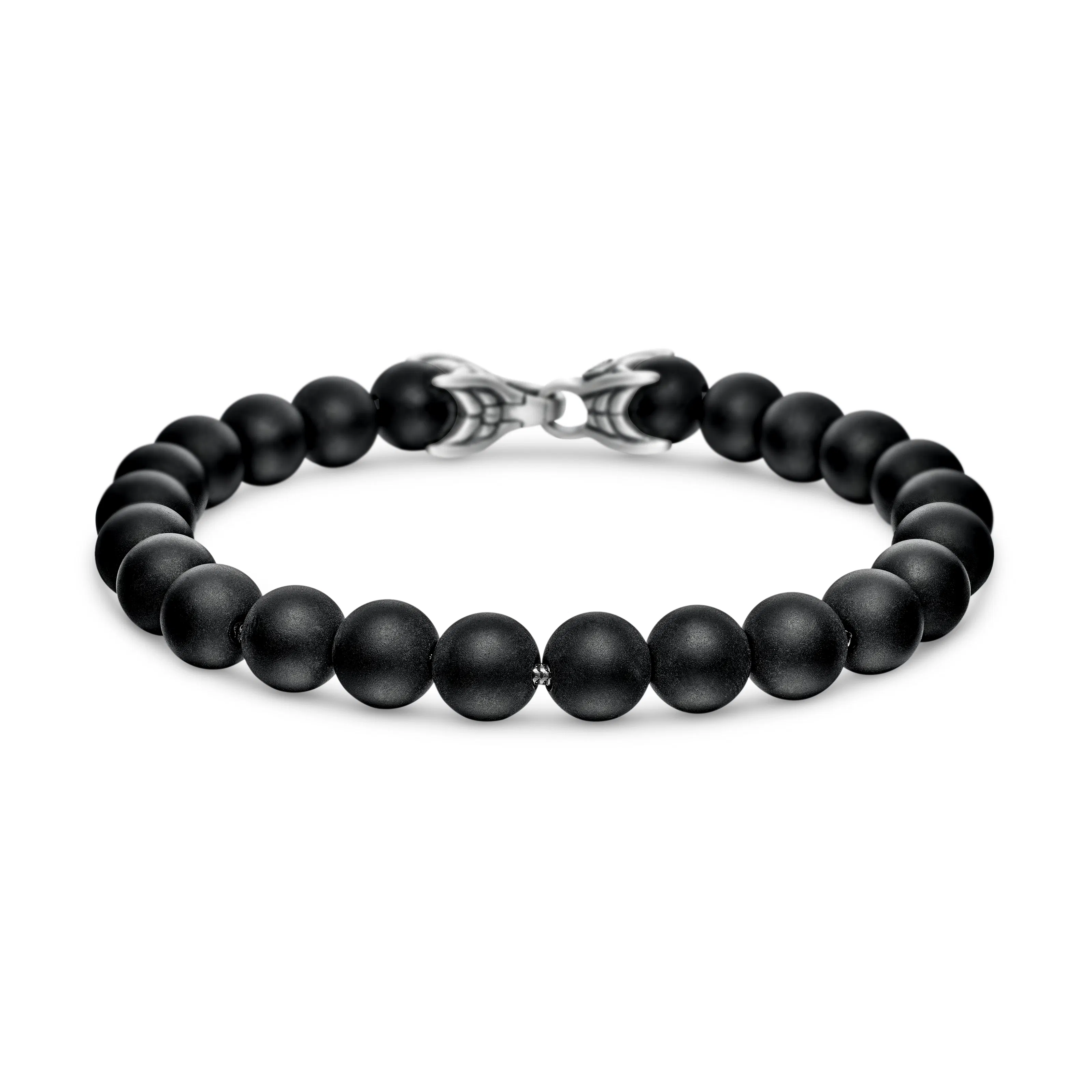 Vertical Spiritual Beads Bracelet in Sterling Silver with Black Onyx, 8mm