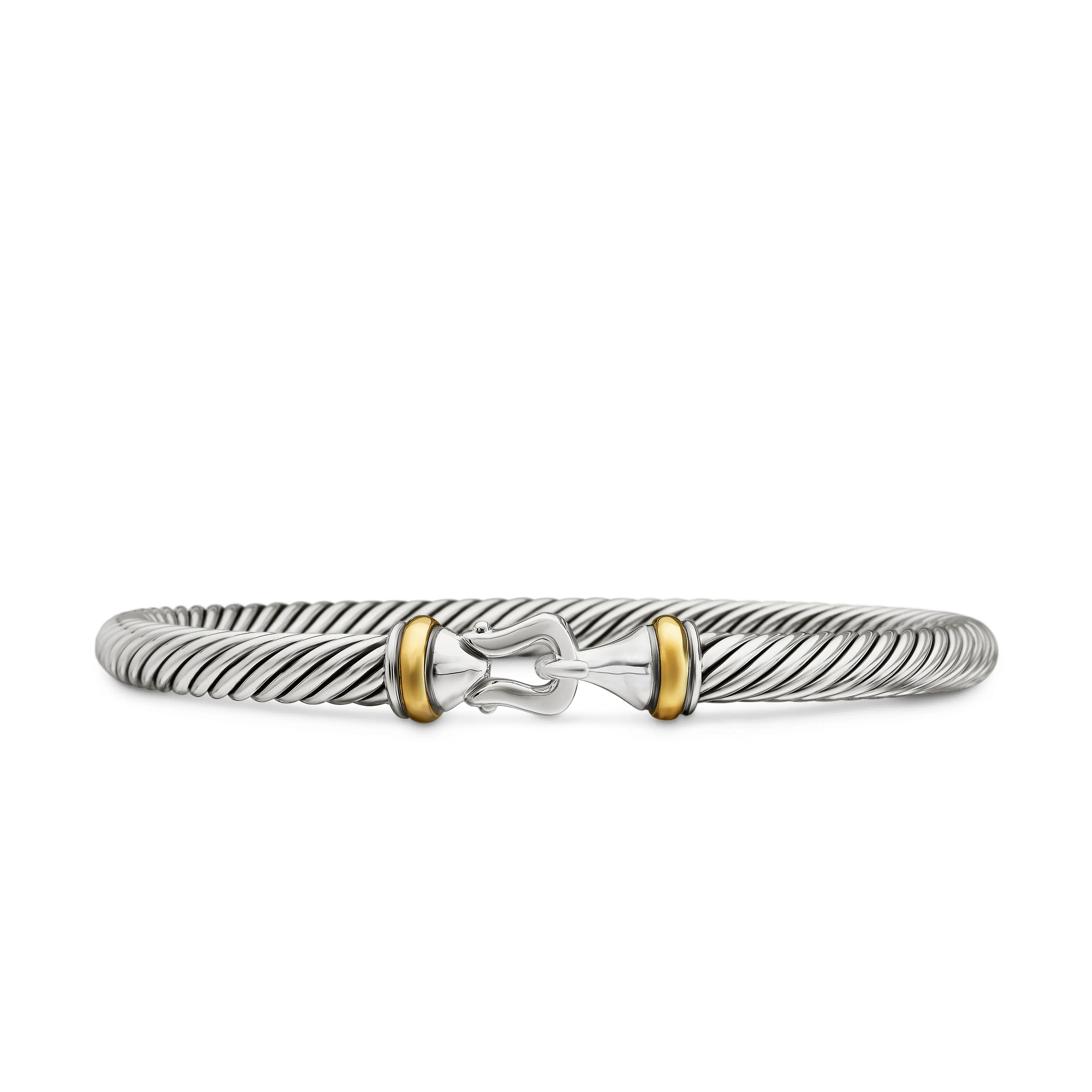 Vertical Buckle Classic Cable Bracelet in Sterling Silver with 18K Yellow Gold, 5mm