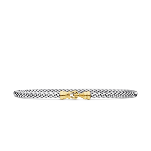 Vertical Buckle Classic Cable Bracelet in Sterling Silver with 18K Yellow Gold, 3mm
