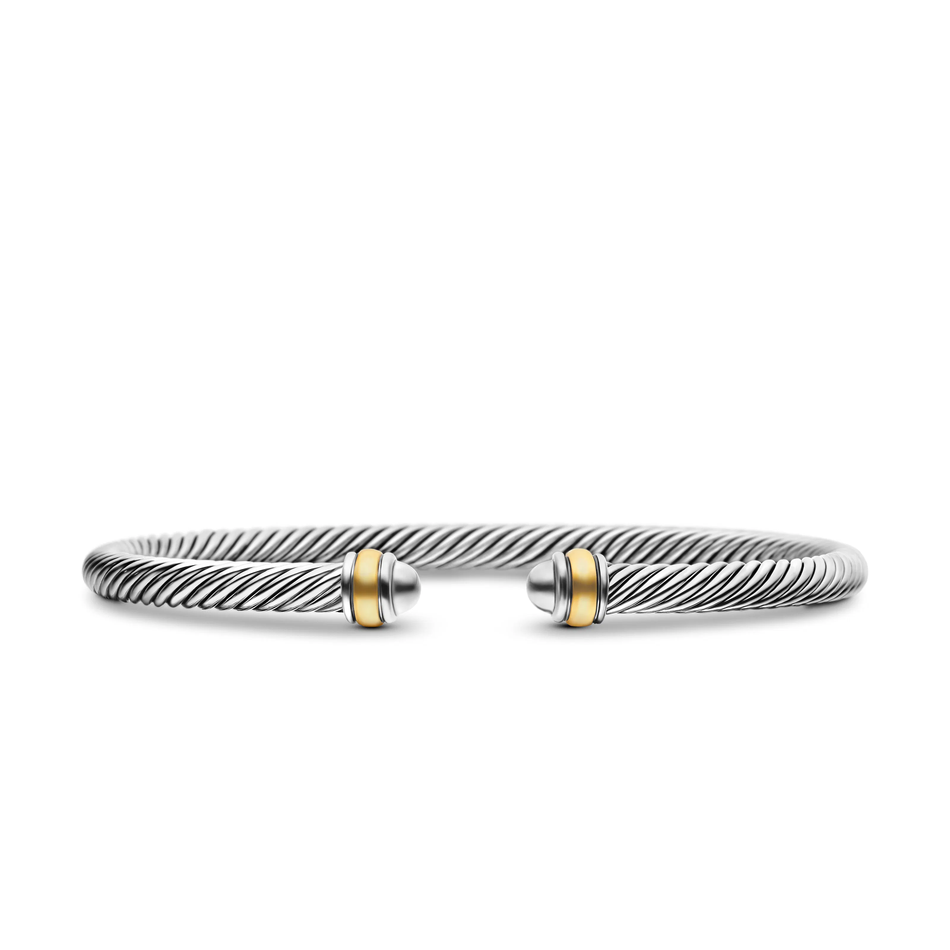 Vertical Classic Cable Bracelet in Sterling Silver with 18K Yellow Gold, 4mm
