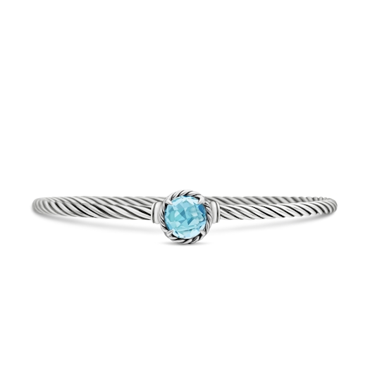 Vertical Petite Chatelaine Bracelet in Sterling Silver with Blue Topaz, 3mm