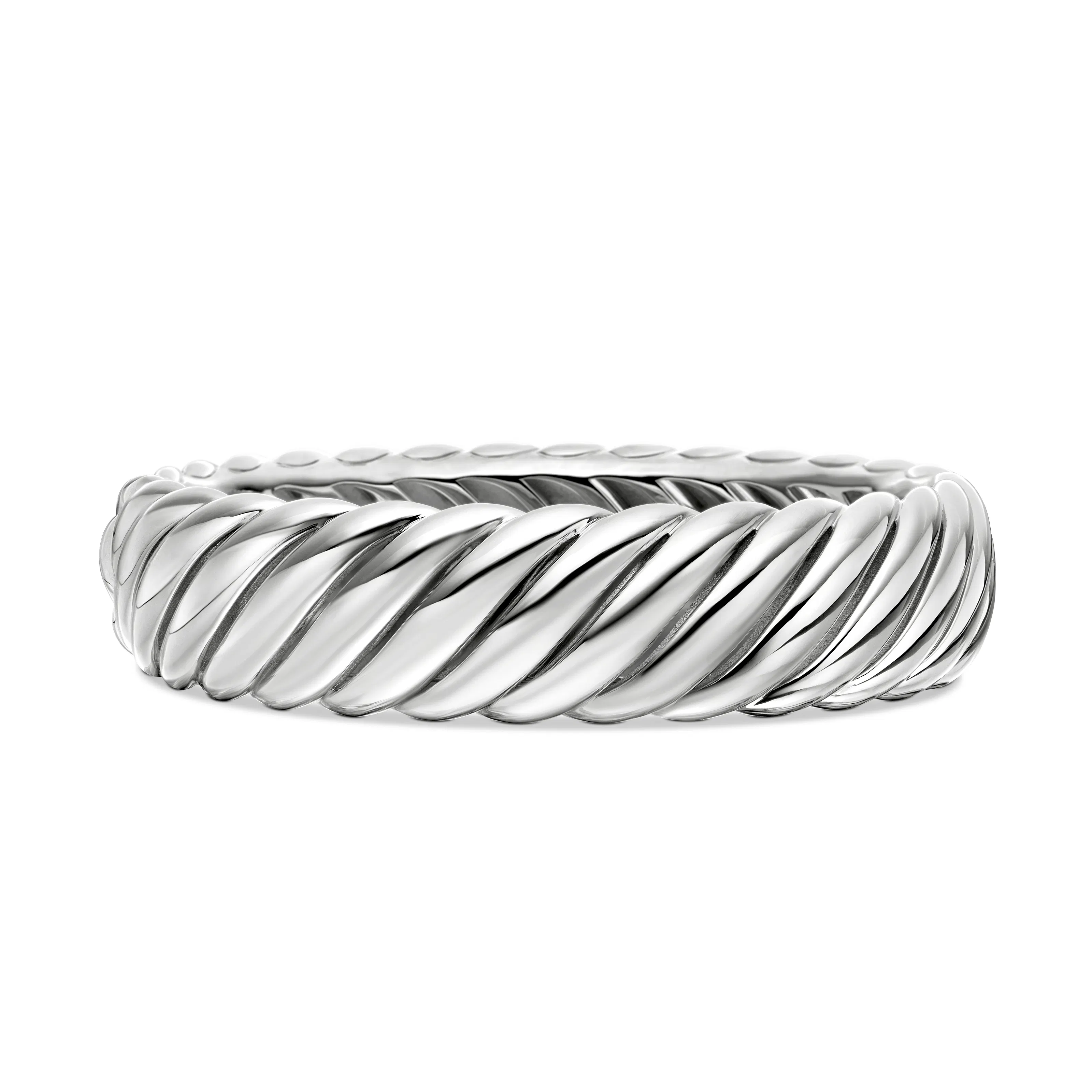 Vertical Sculpted Cable Bracelet in Sterling Silver, 17mm