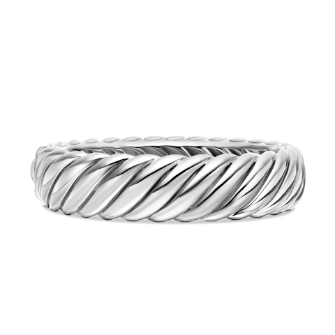 Vertical Sculpted Cable Bracelet in Sterling Silver, 17mm