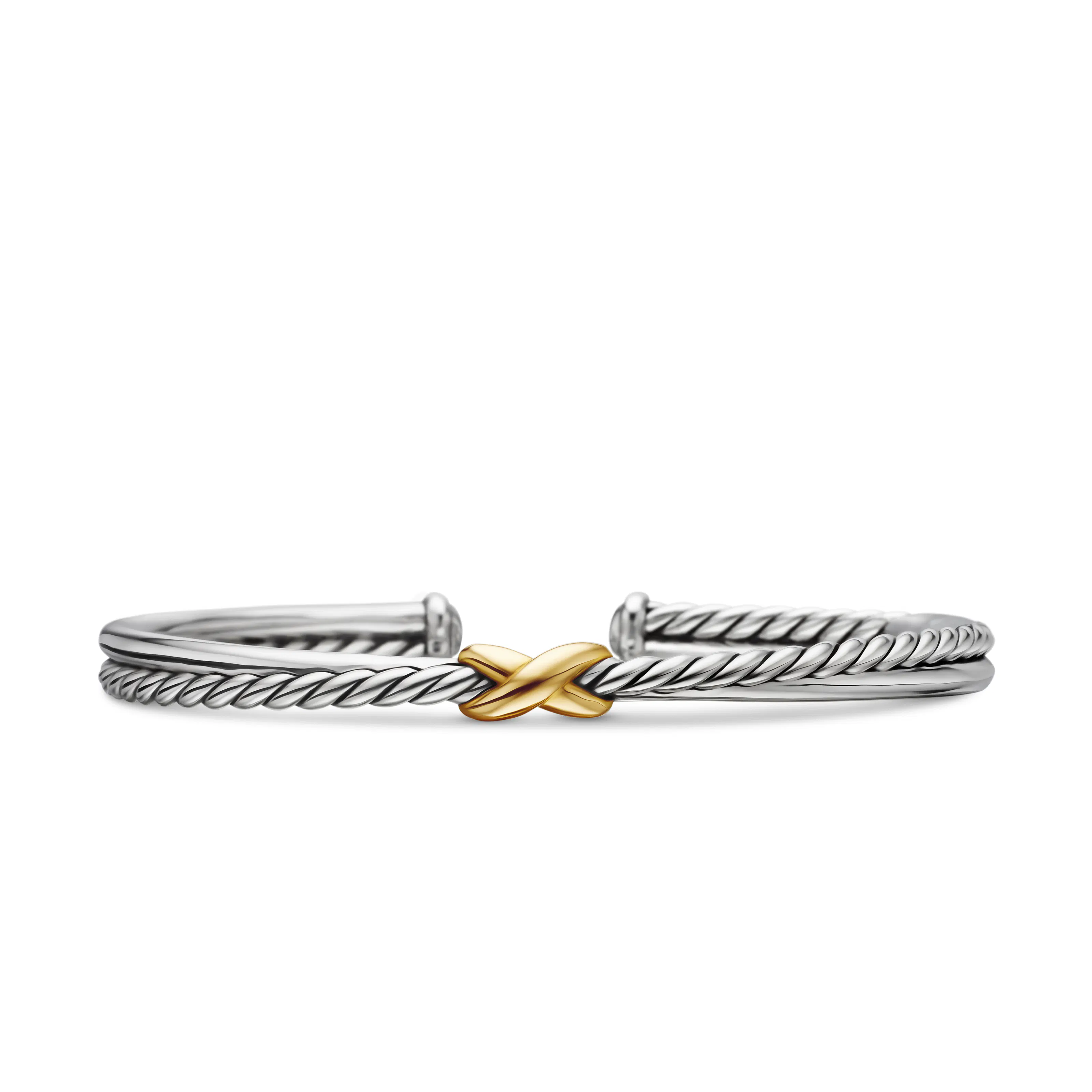 Vertical Petite X Center Station Bracelet in Sterling Silver with 18K Yellow Gold, 5.2mm