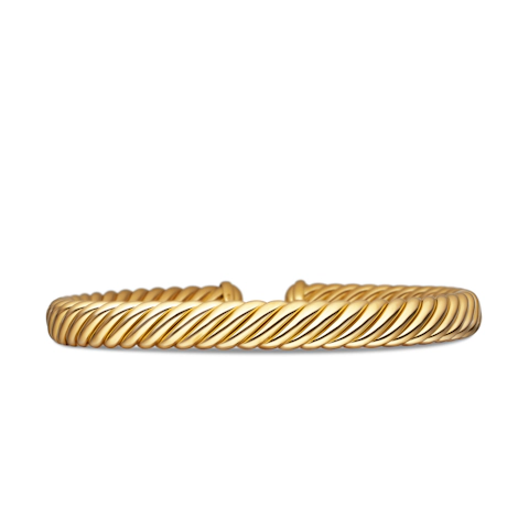 Vertical Modern Oval Cablespira Bracelet in 18K Yellow Gold, 7mm
