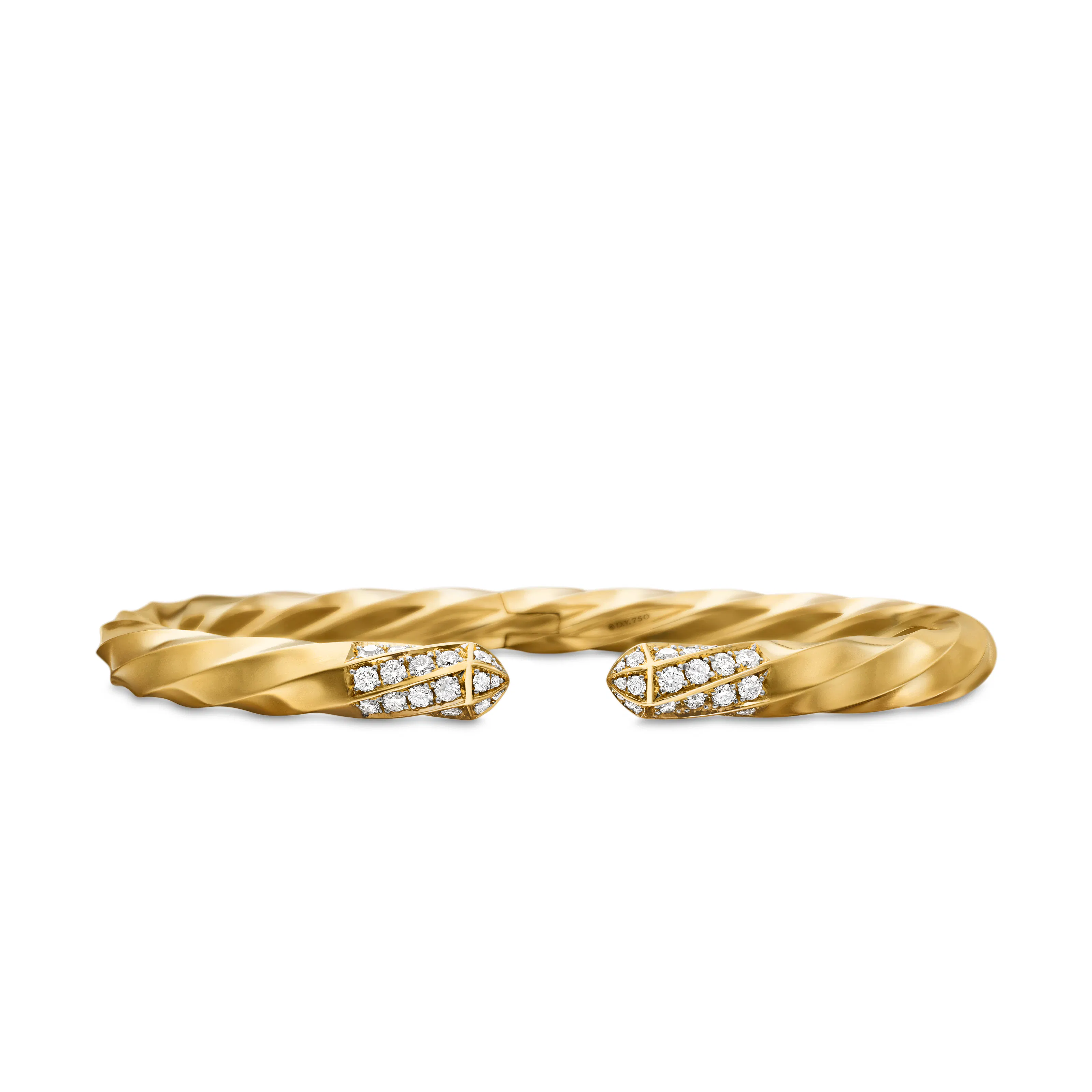 Vertical Cable Edge Bracelet in 18K Yellow Gold with Diamonds, 5.5mm