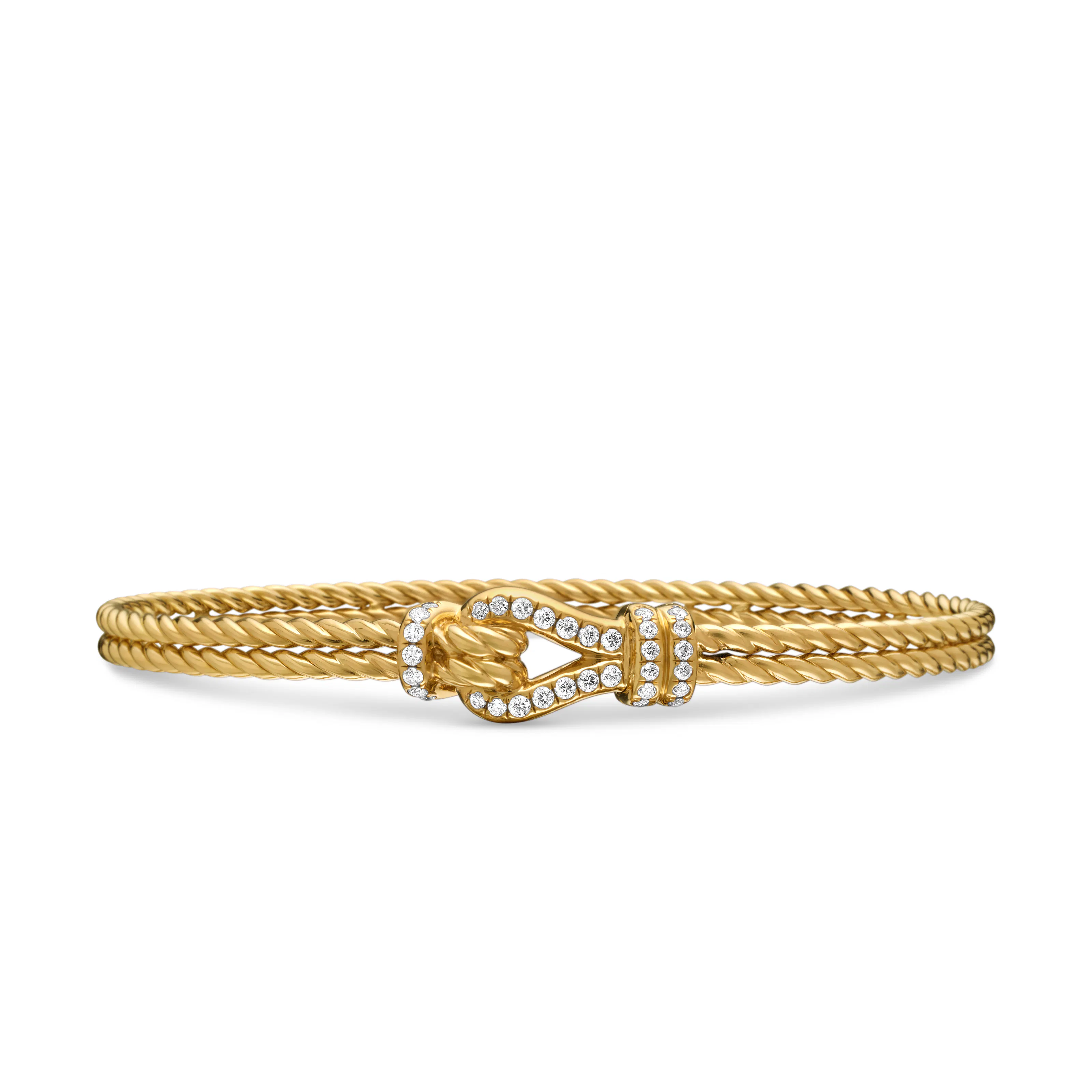 Vertical Thoroughbred Loop Bracelet in 18K Yellow Gold with Diamonds, 4.5mm