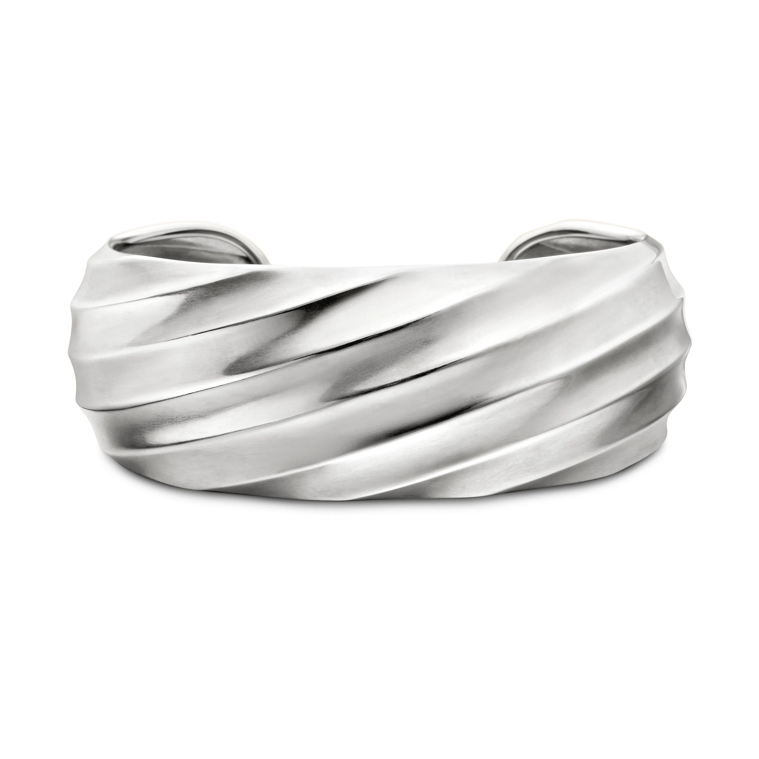 Vertical Cable Edge Cuff Bracelet in Sterling Silver, 24mm