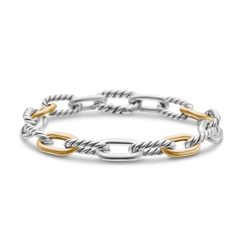 Vertical DY Madison Chain Bracelet in Sterling Silver with 18K Yellow Gold, 8.5mm