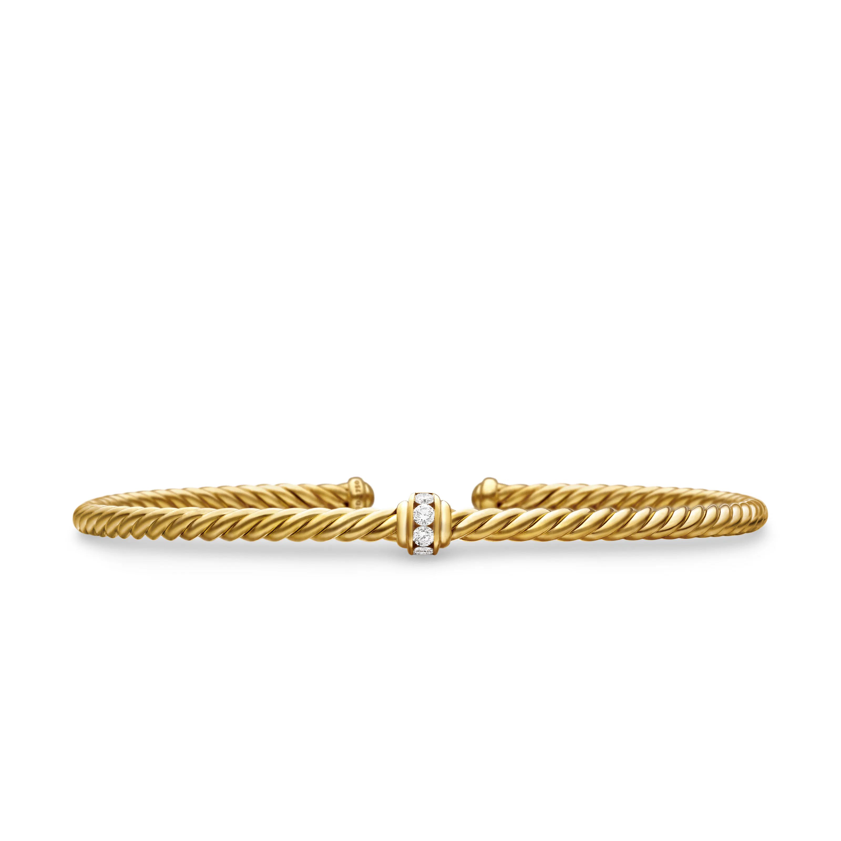 Vertical Classic Cablespira Station Bracelet in 18K Yellow Gold with Diamonds, 3mm