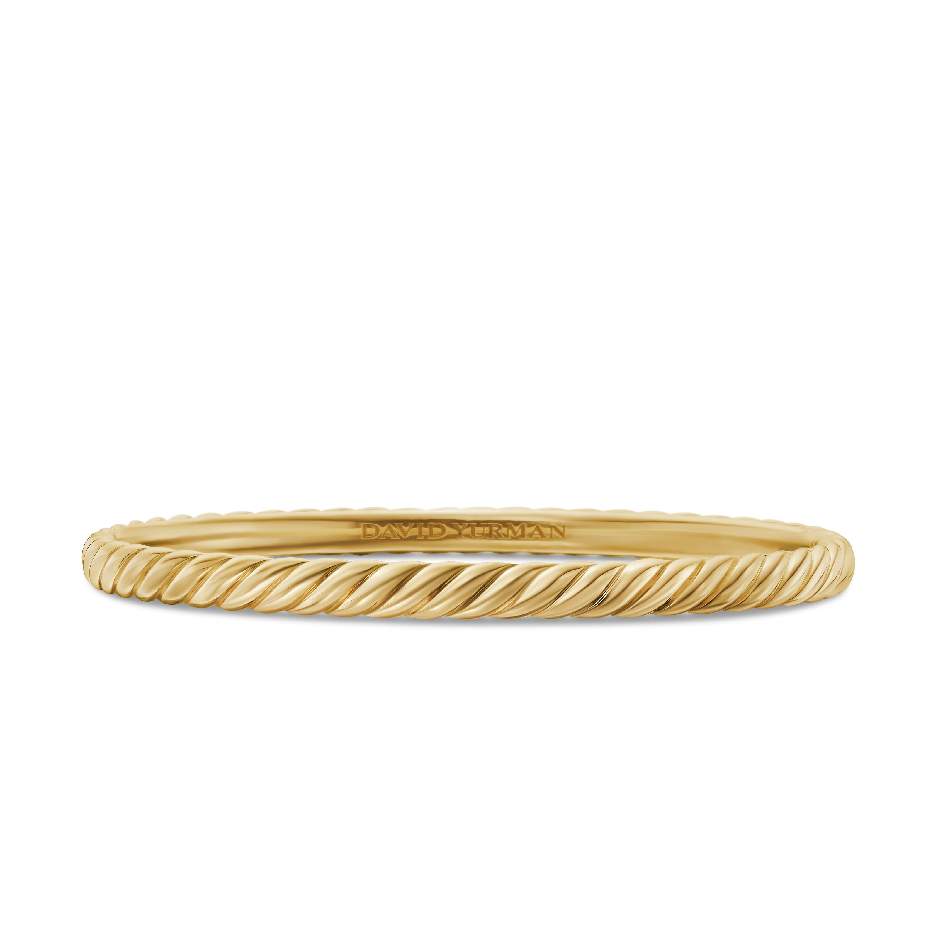 Vertical Sculpted Cable Bangle Bracelet in 18K Yellow Gold, 4.6mm
