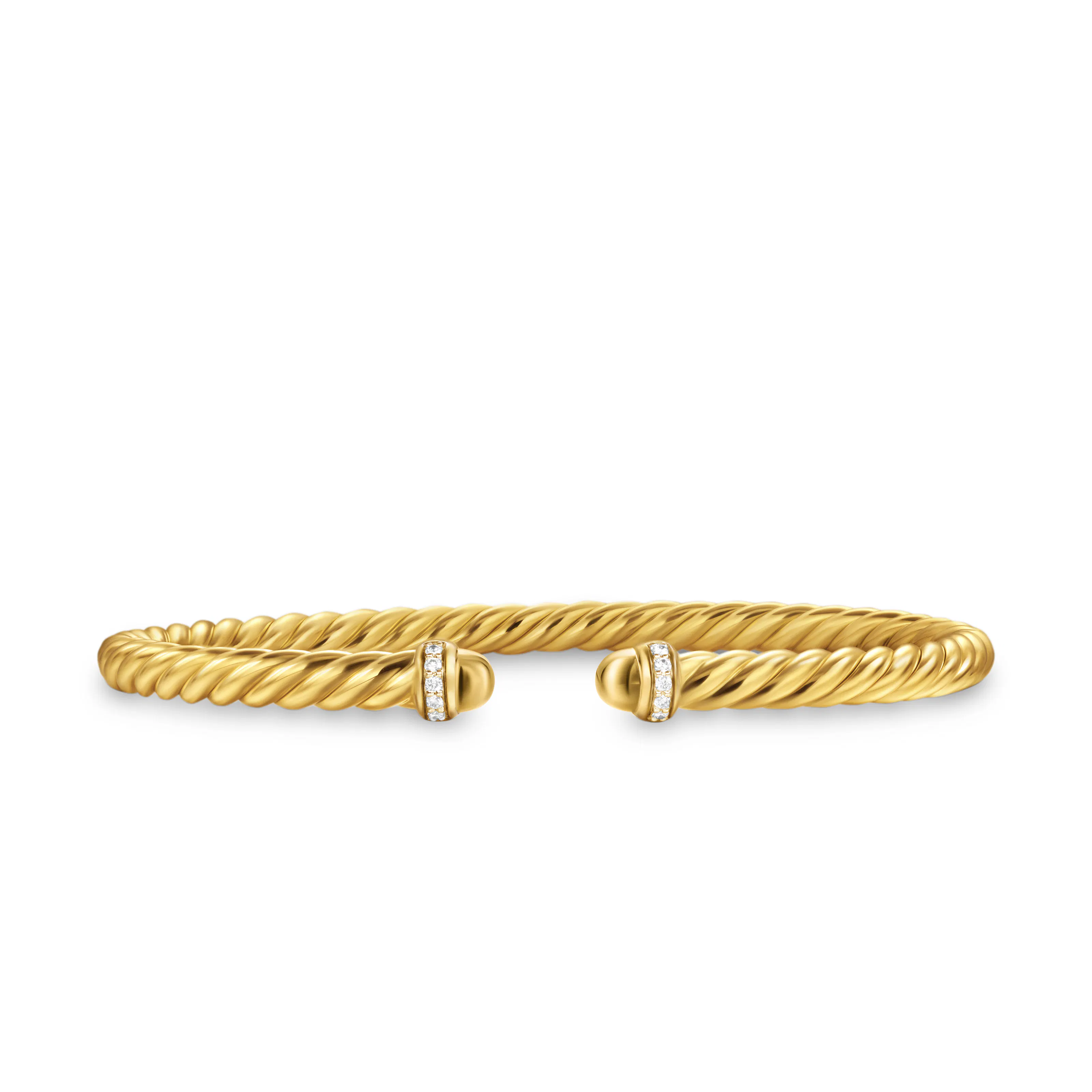 Vertical Cablespira Flex Bracelet in 18K Yellow Gold with Gold Domes and Diamonds, 4mm