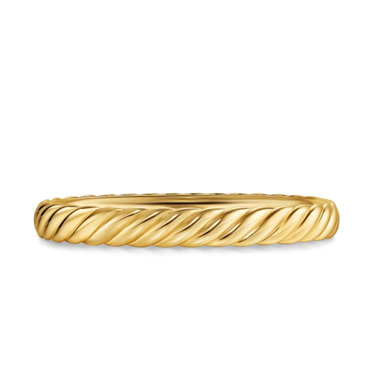 Vertical Sculpted Cable Bangle Bracelet in 18K Yellow Gold, 8mm