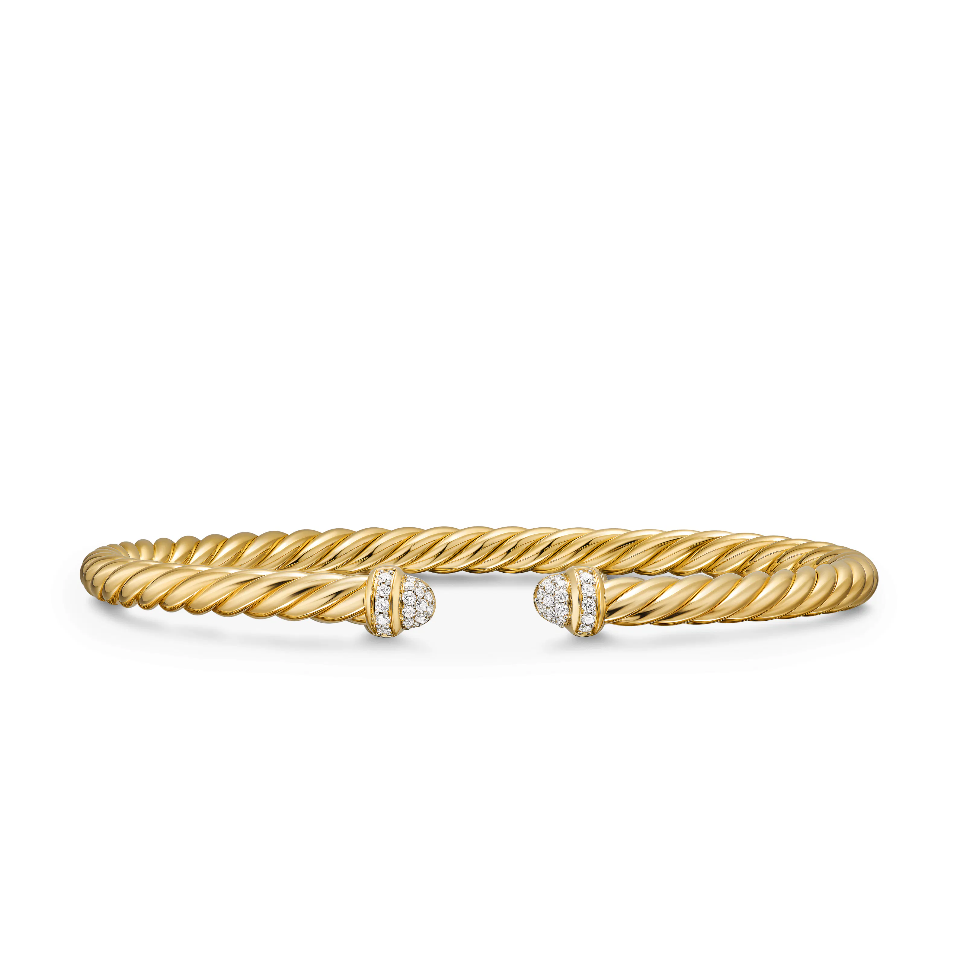 Vertical CablespiraÂ Flex Bracelet in 18K Yellow Gold with Diamonds, 4mm