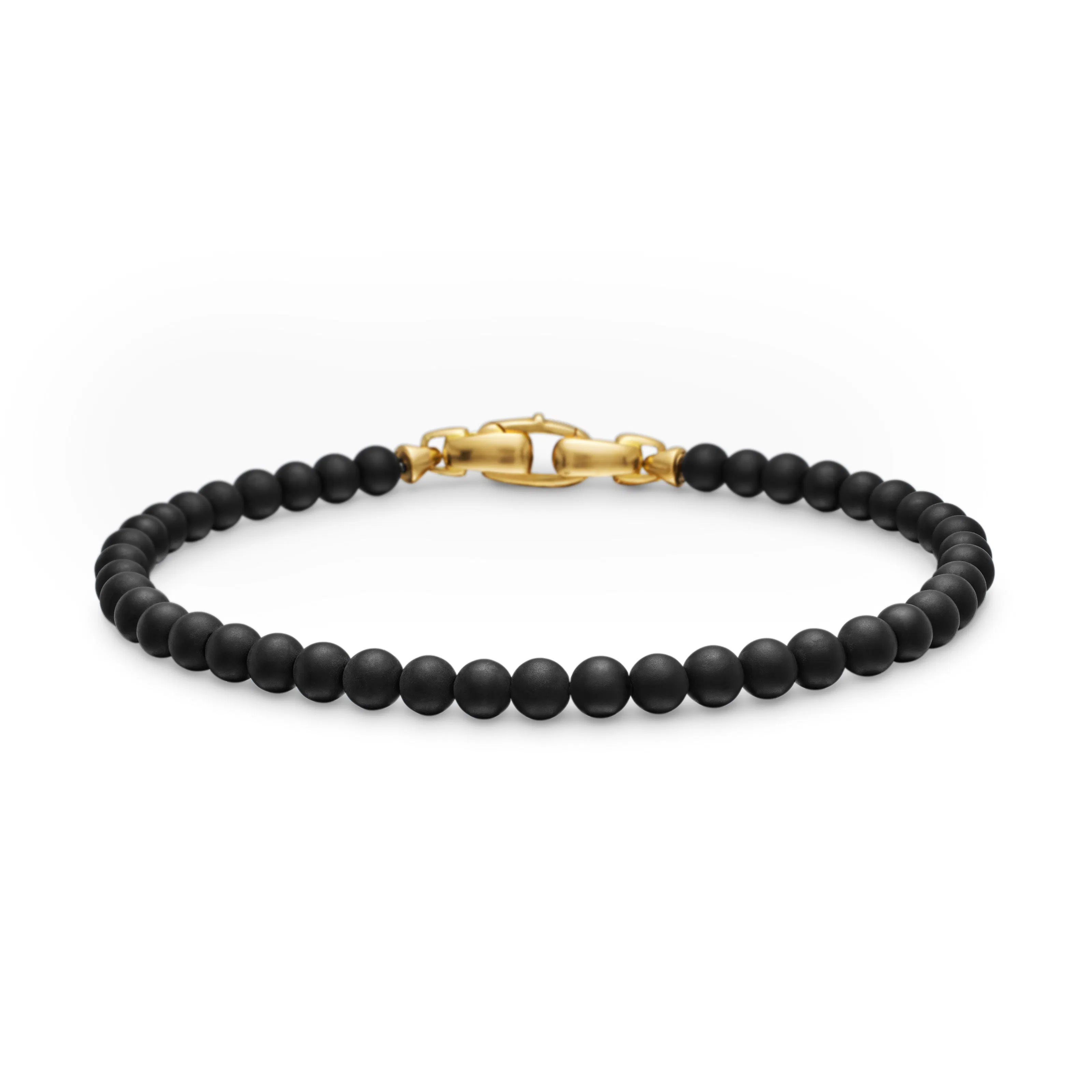 Vertical Spiritual Beads Bracelet with Black Onyx and 18K Yellow Gold, 4mm