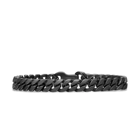 Vertical Curb Chain Bracelet in Black Titanium, 8mm