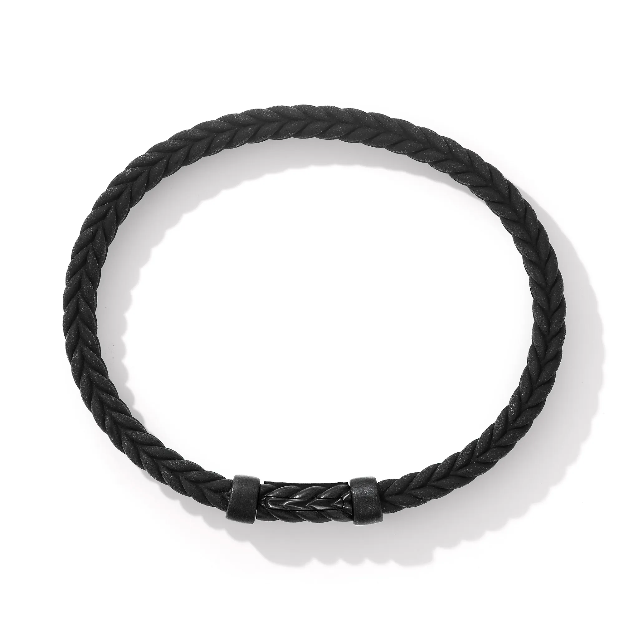Vertical Chevron Bracelet  in Black Rubber with Black Titanium, 6mm