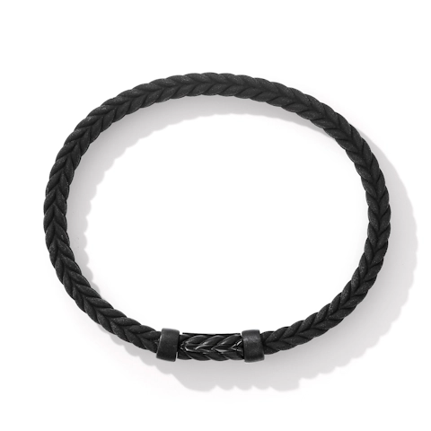 Vertical Chevron Bracelet in Black Rubber with Black Titanium, 6mm