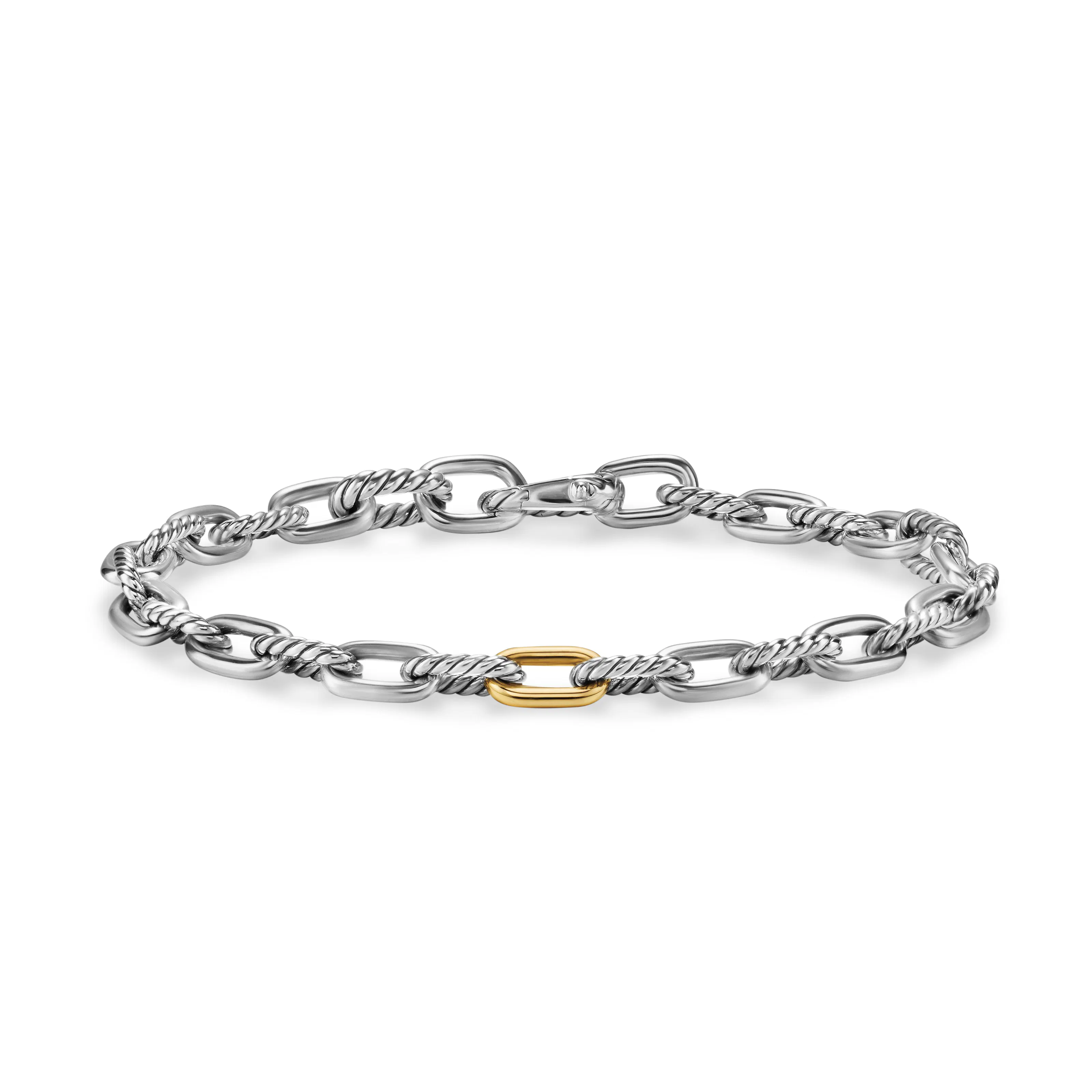 Vertical DY Madison Chain Bracelet in Sterling Silver with 18K Yellow Gold, 6mm
