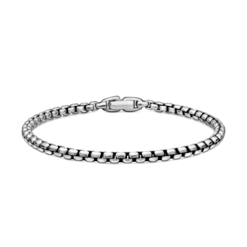 Vertical Box Chain Bracelet in Sterling Silver, 4mm