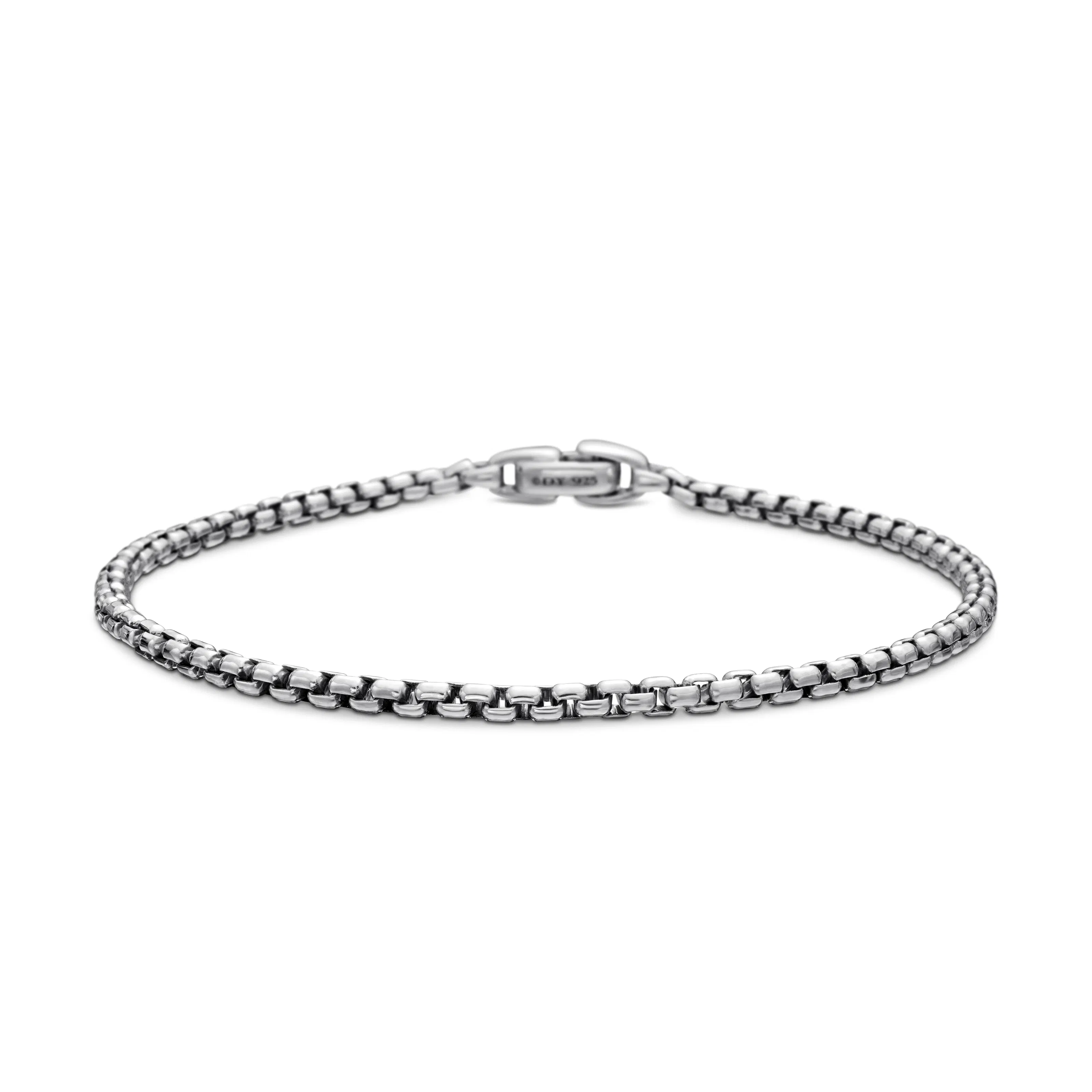 Vertical Box Chain Bracelet in Sterling Silver, 2.7mm