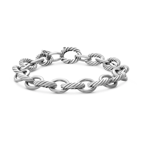 Vertical Oval Link Chain Bracelet in Sterling Silver, 10mm