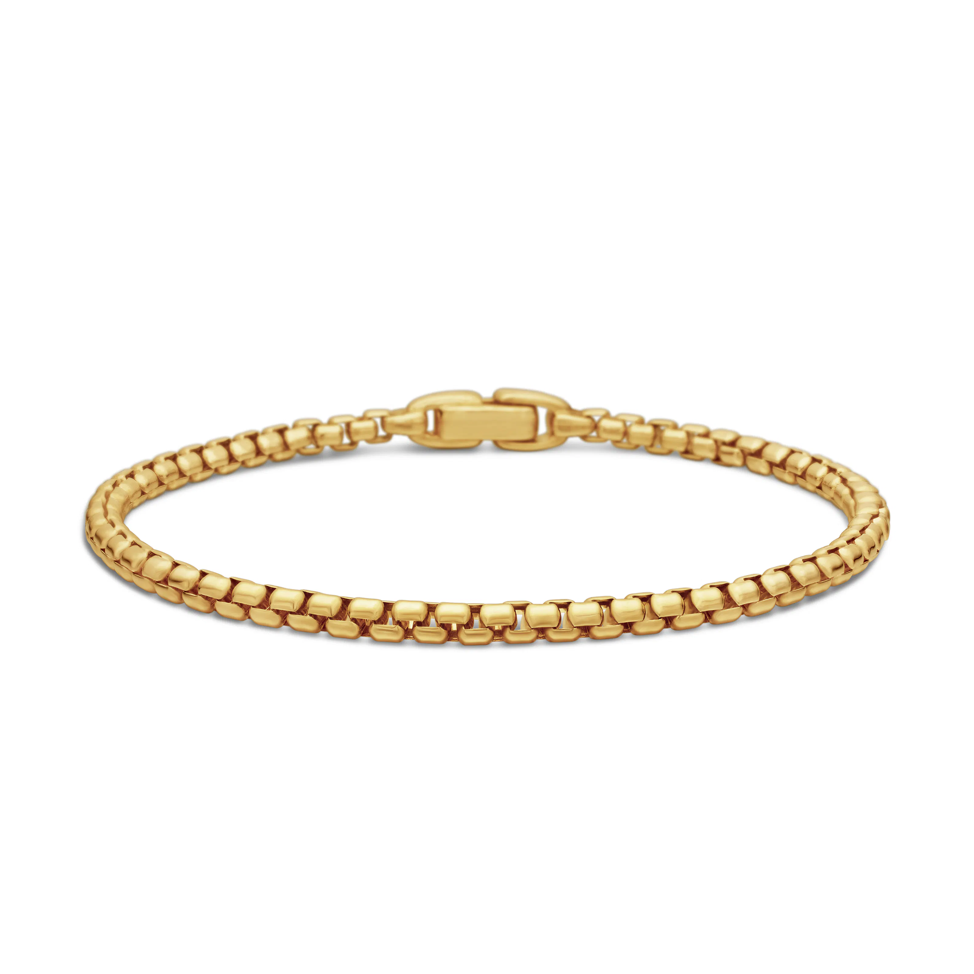 Vertical Box Chain Bracelet in 18K Yellow Gold, 3.4mm