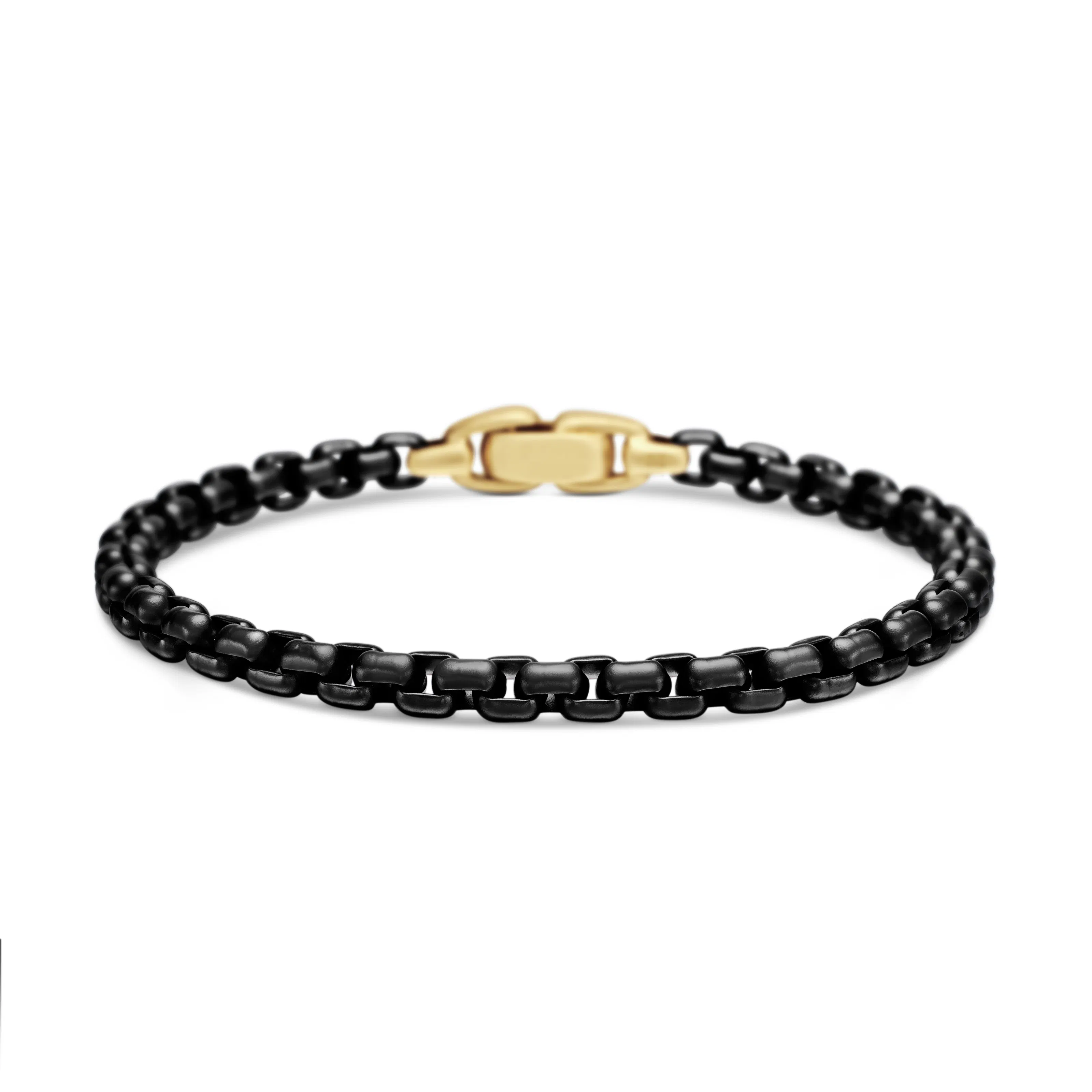 Vertical Box Chain Bracelet in Stainless Steel with 14K Yellow Gold, 5mm