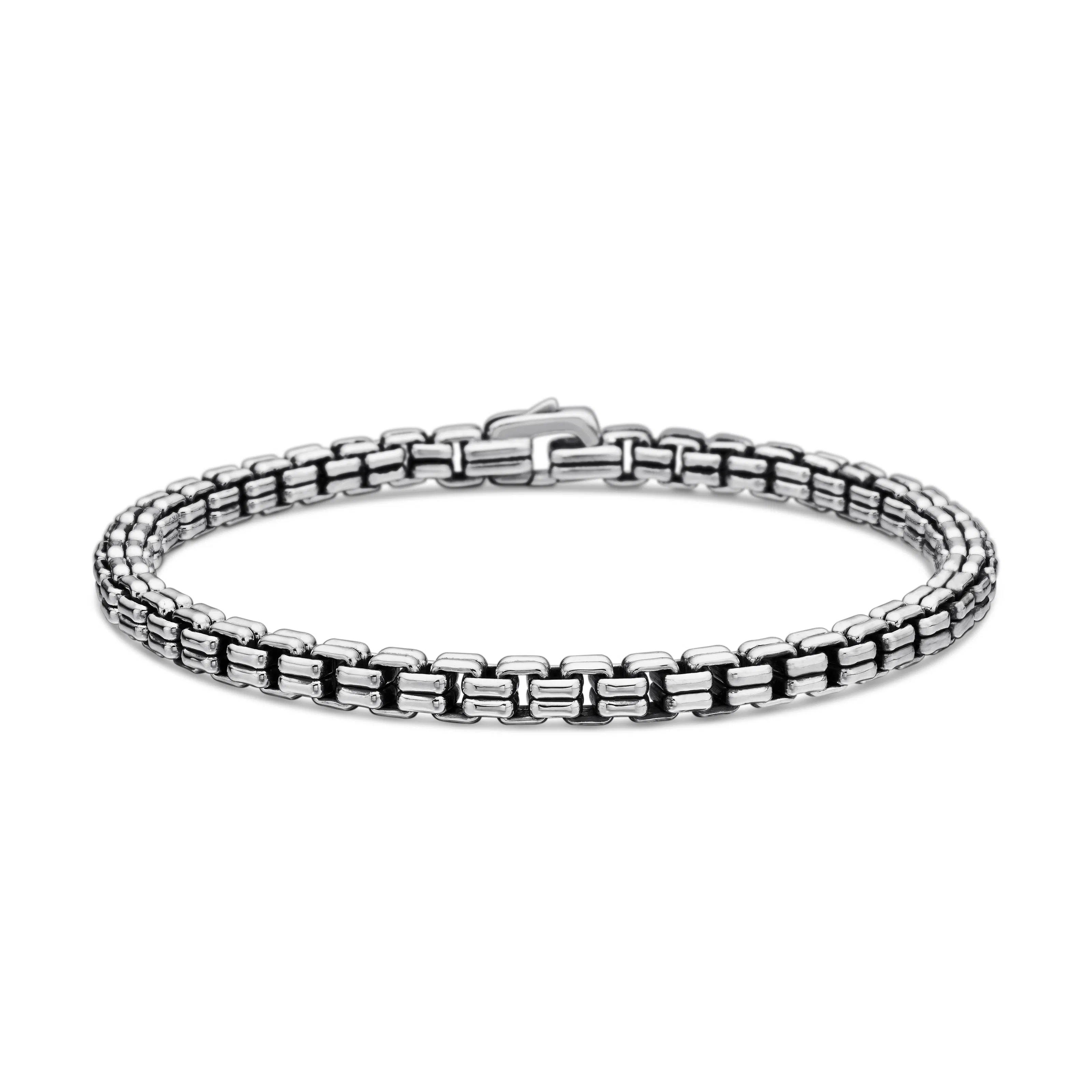 Vertical Double Box Chain Bracelet in Sterling Silver, 4mm