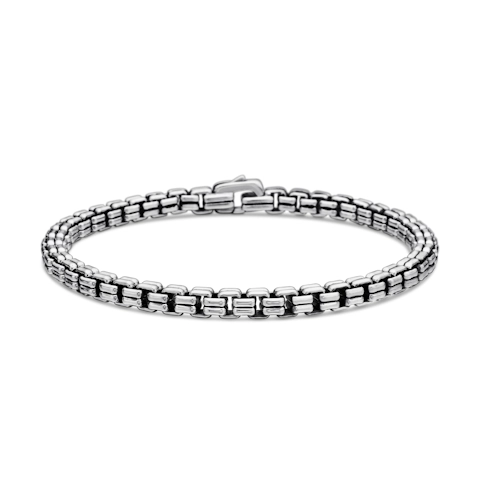 Vertical Double Box Chain Bracelet in Sterling Silver, 4mm