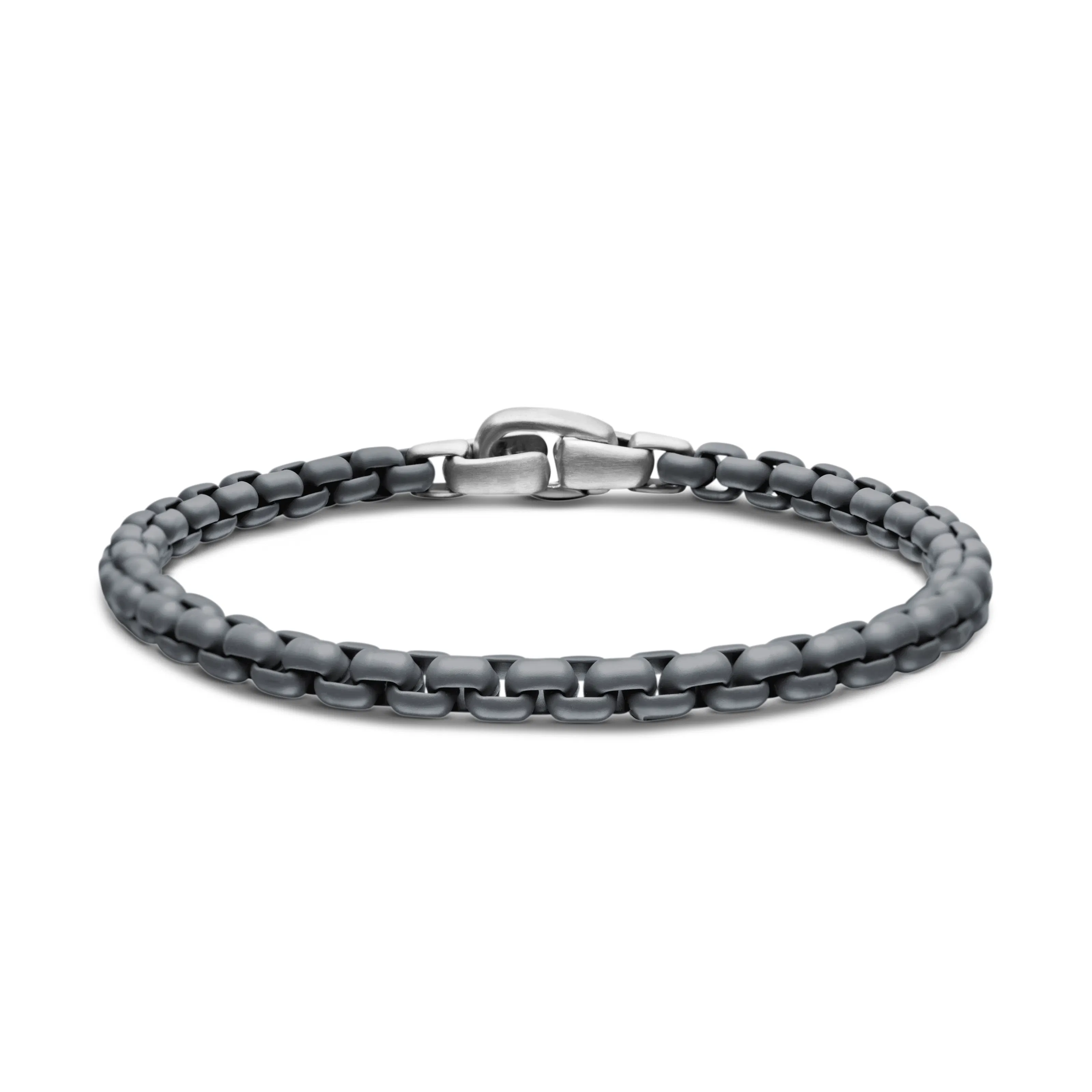 Vertical Box Chain Bracelet in Sterling Silver with Grey Stainless Steel, 5mm