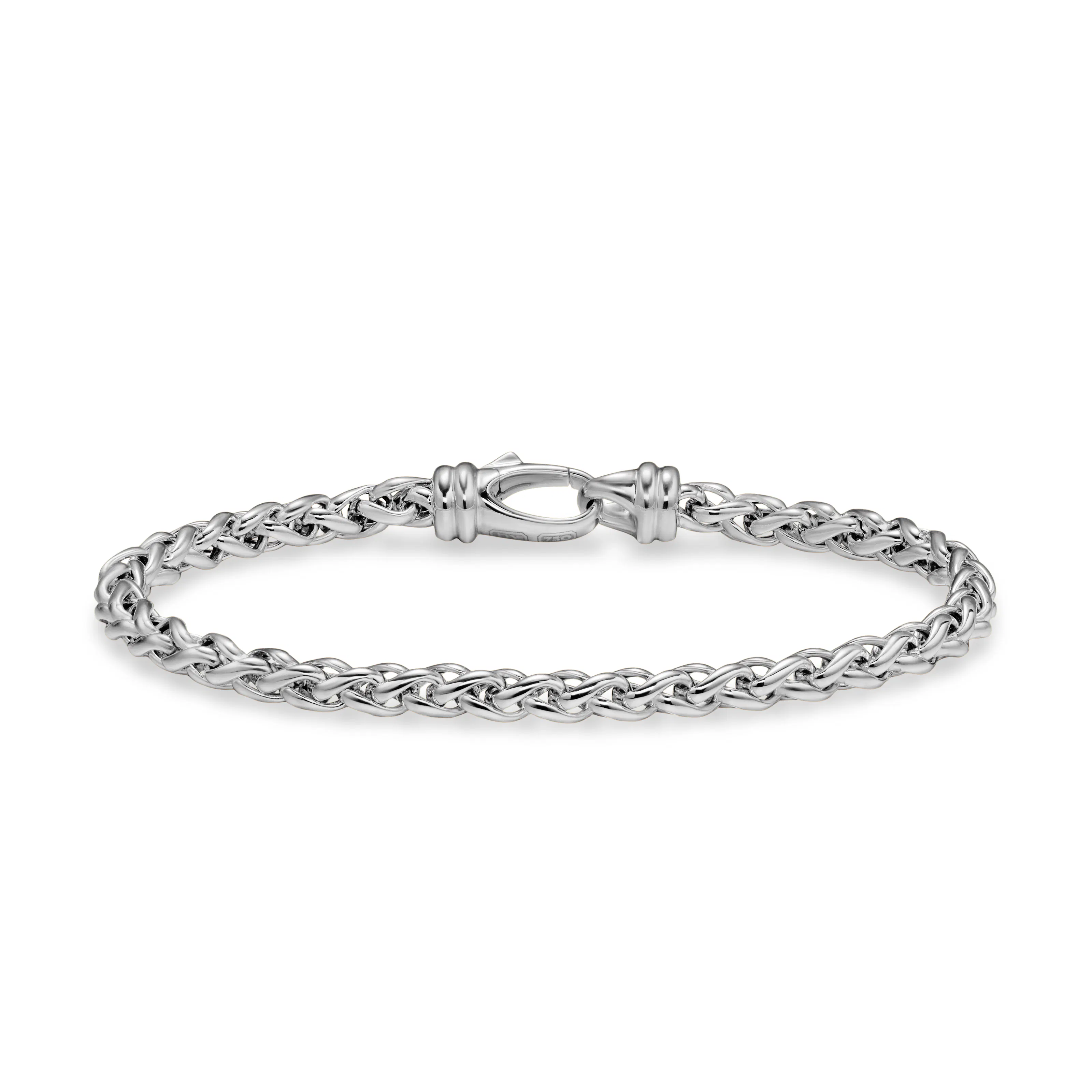 Vertical Wheat Chain Bracelet in Sterling Silver, 4mm