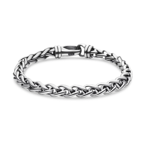 Vertical Wheat Chain Bracelet in Sterling Silver, 6mm
