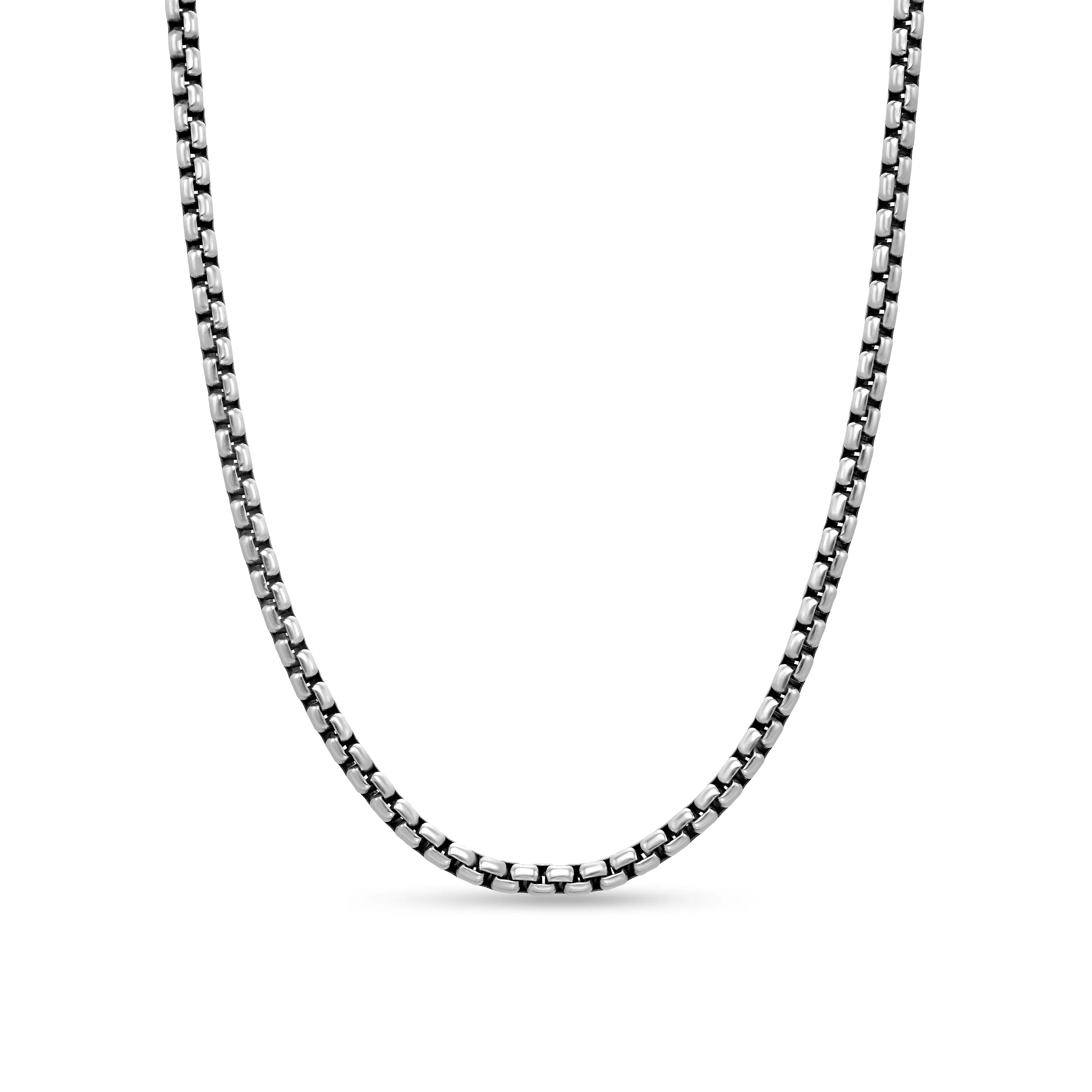 Vertical Box Chain Necklace in Sterling Silver with 14K Yellow Gold Accent, 3.6mm