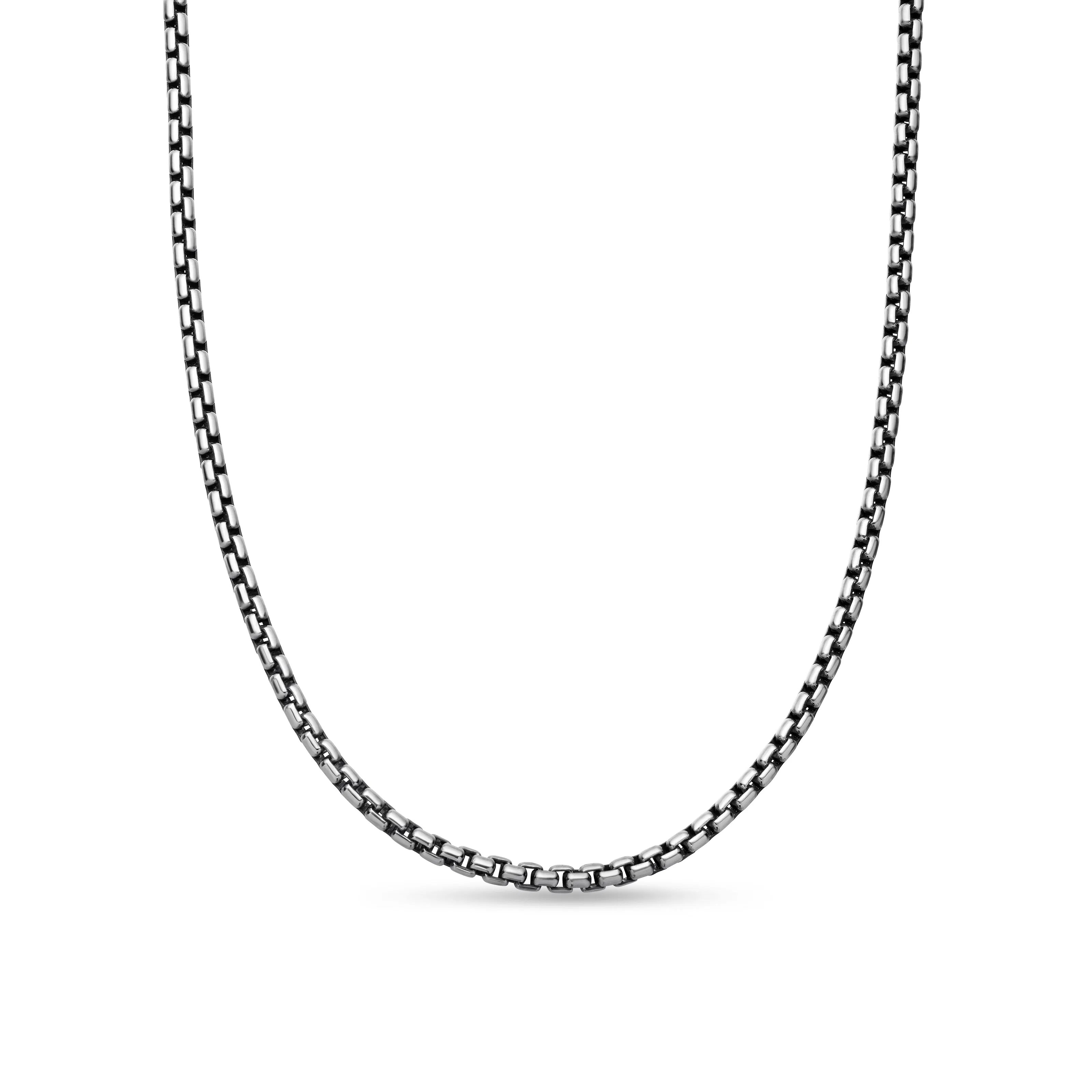 Vertical Box Chain Necklace in Sterling Silver with 14K Yellow Gold Accent, 2.7mm