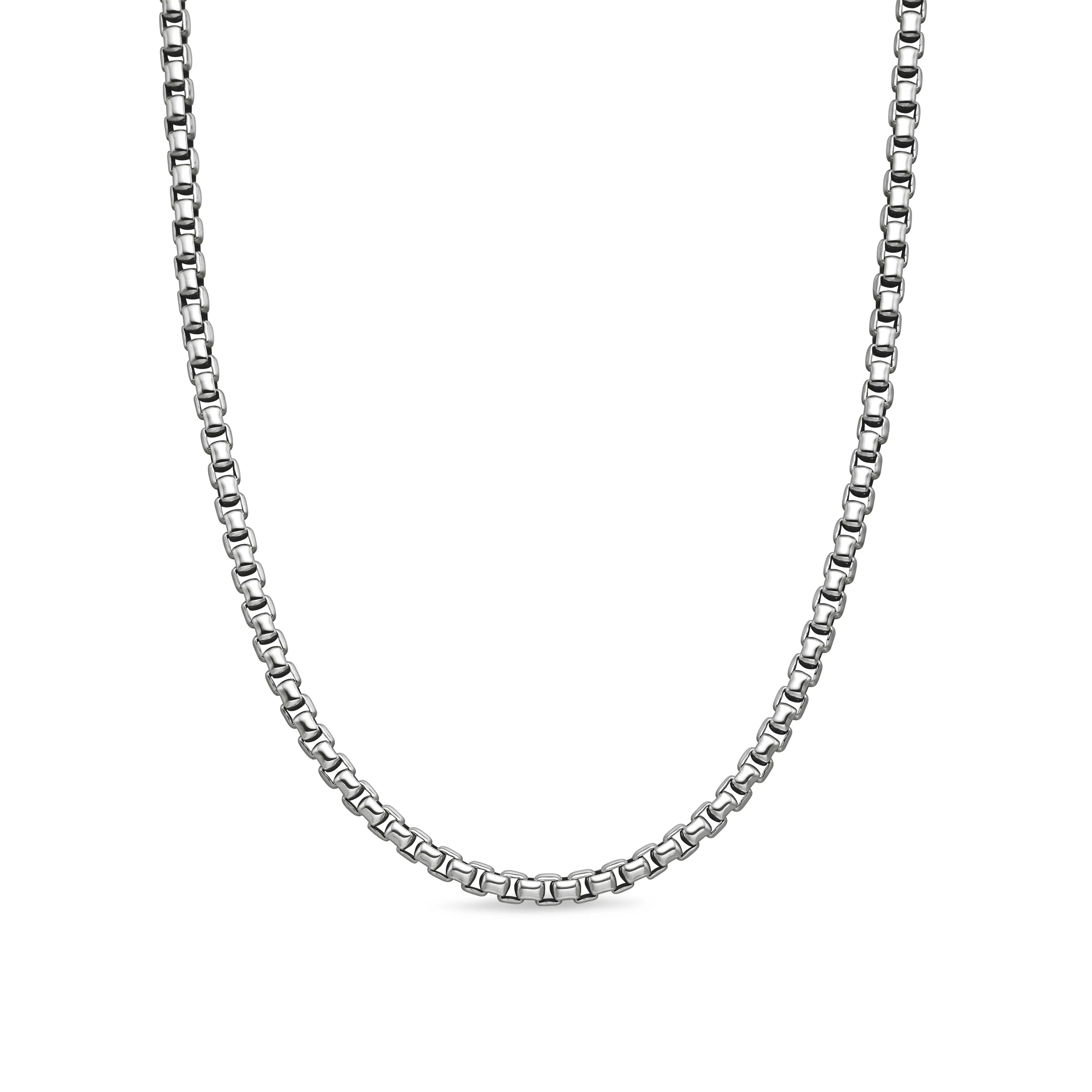 Vertical Box Chain Necklace in Sterling Silver, 5.2mm