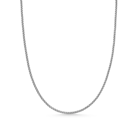 Vertical Box Chain Necklace in Sterling Silver with 14K Yellow Gold Accent, 1.7mm