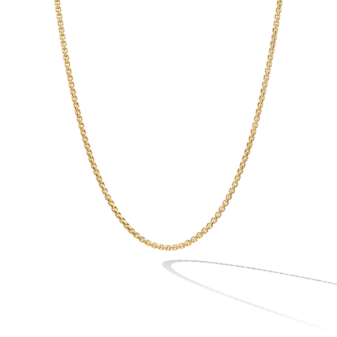 Vertical Box Chain Necklace in 18K Yellow Gold, 1mm