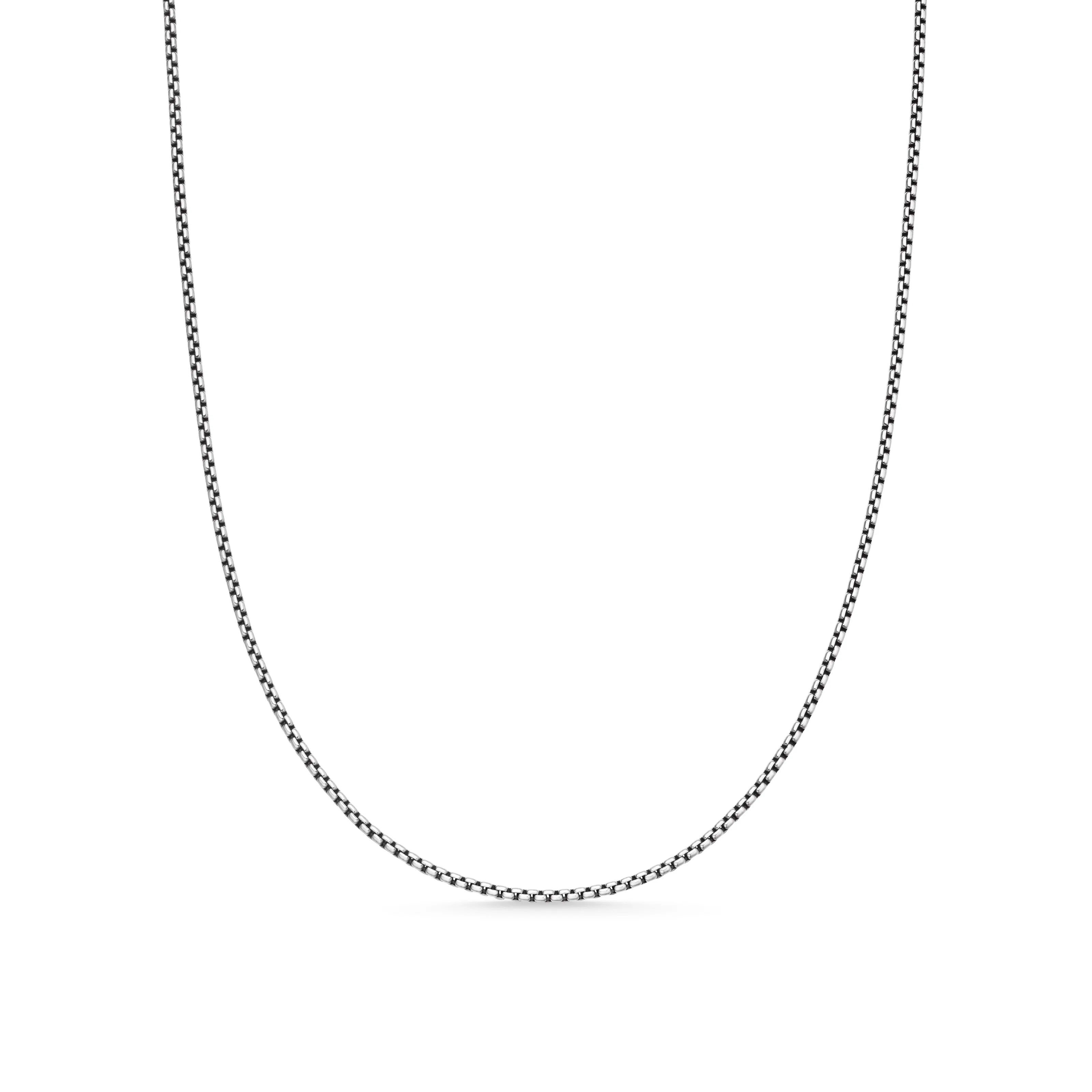 Vertical Box Chain Necklace in Sterling Silver with 14K Yellow Gold Accent, 1.7mm