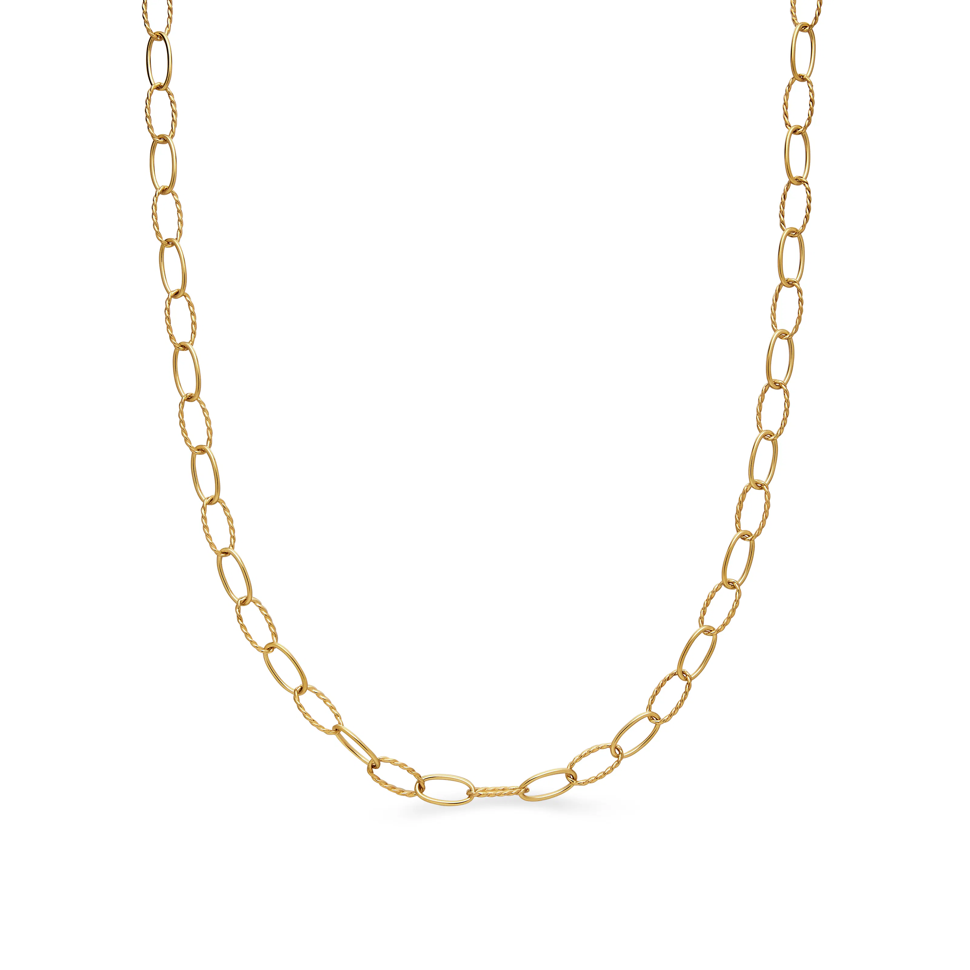 Vertical Elongated Oval Link Necklace in 18K Yellow Gold, 6mm