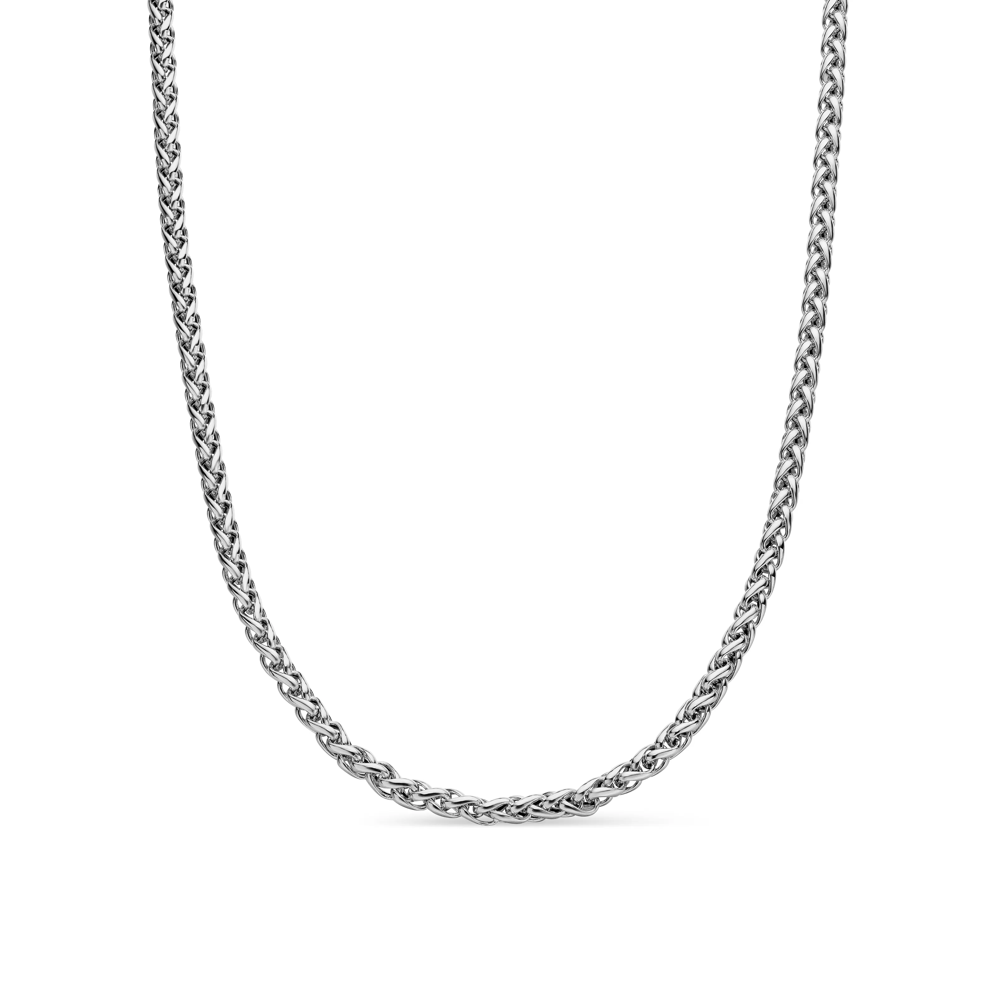 Vertical Wheat Chain Necklace in Sterling Silver, 4mm