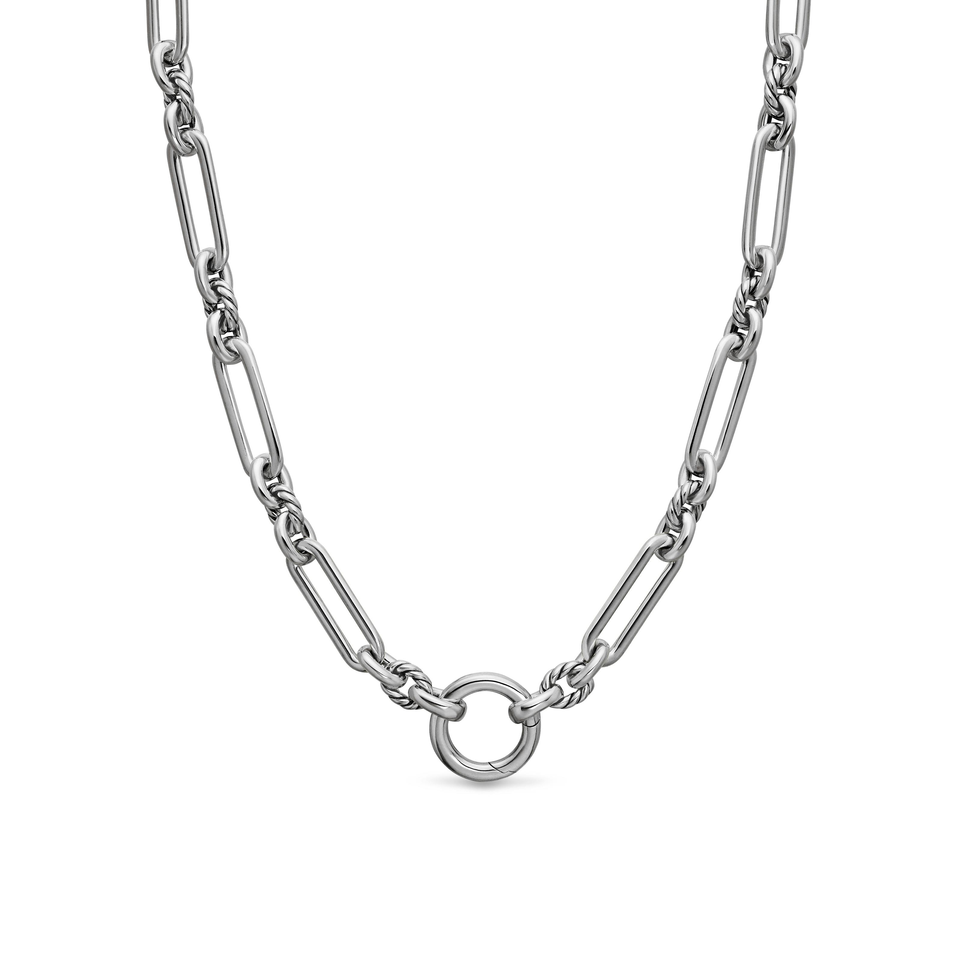 Vertical Lexington Chain Necklace in Sterling Silver, 7mm