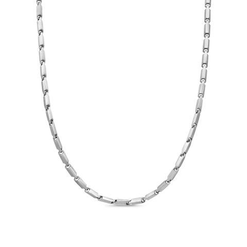 Vertical Faceted Link Necklace in Sterling Silver, 3mm