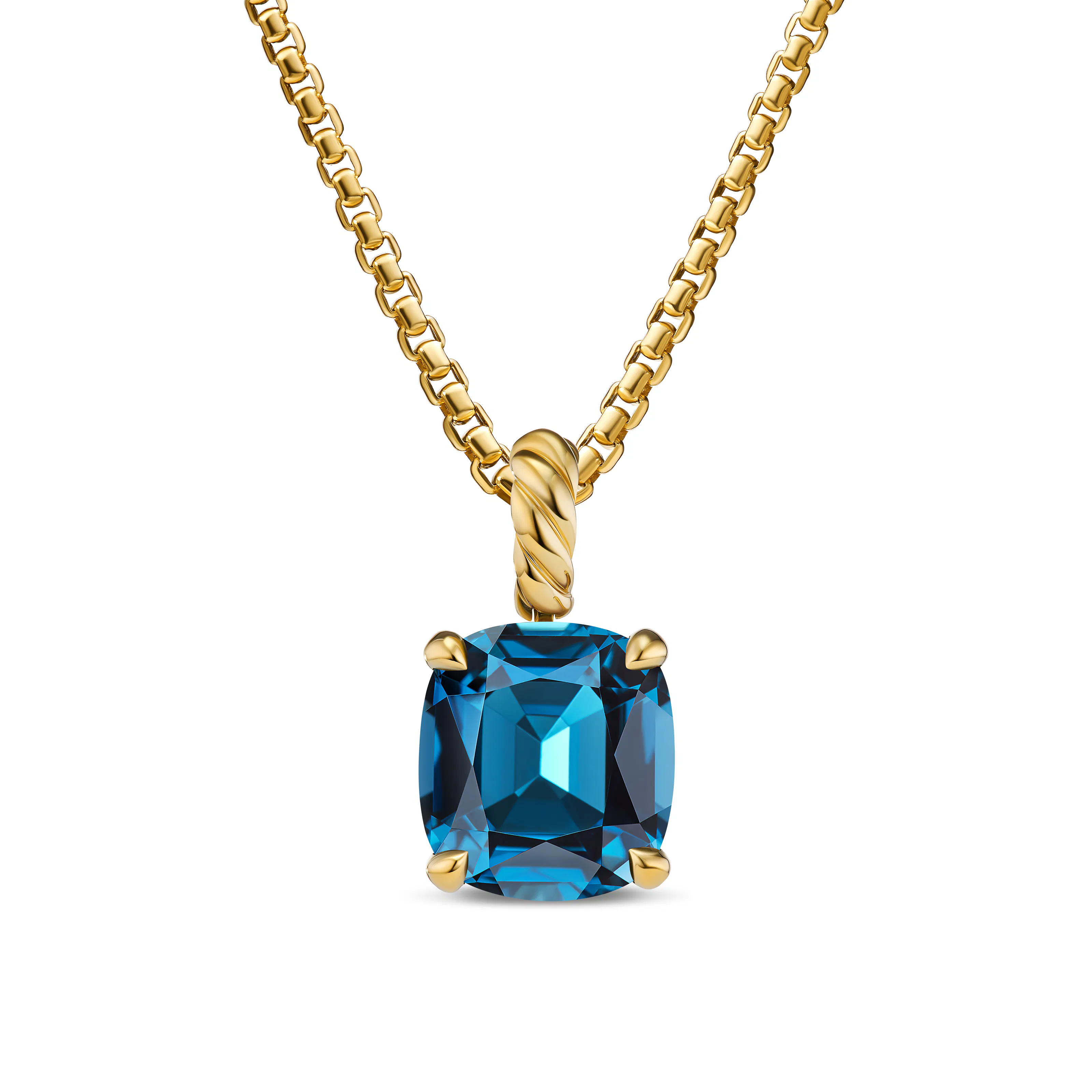 Vertical Marbella Pendant in 18K Yellow Gold with Hampton Blue Topaz, 12mm