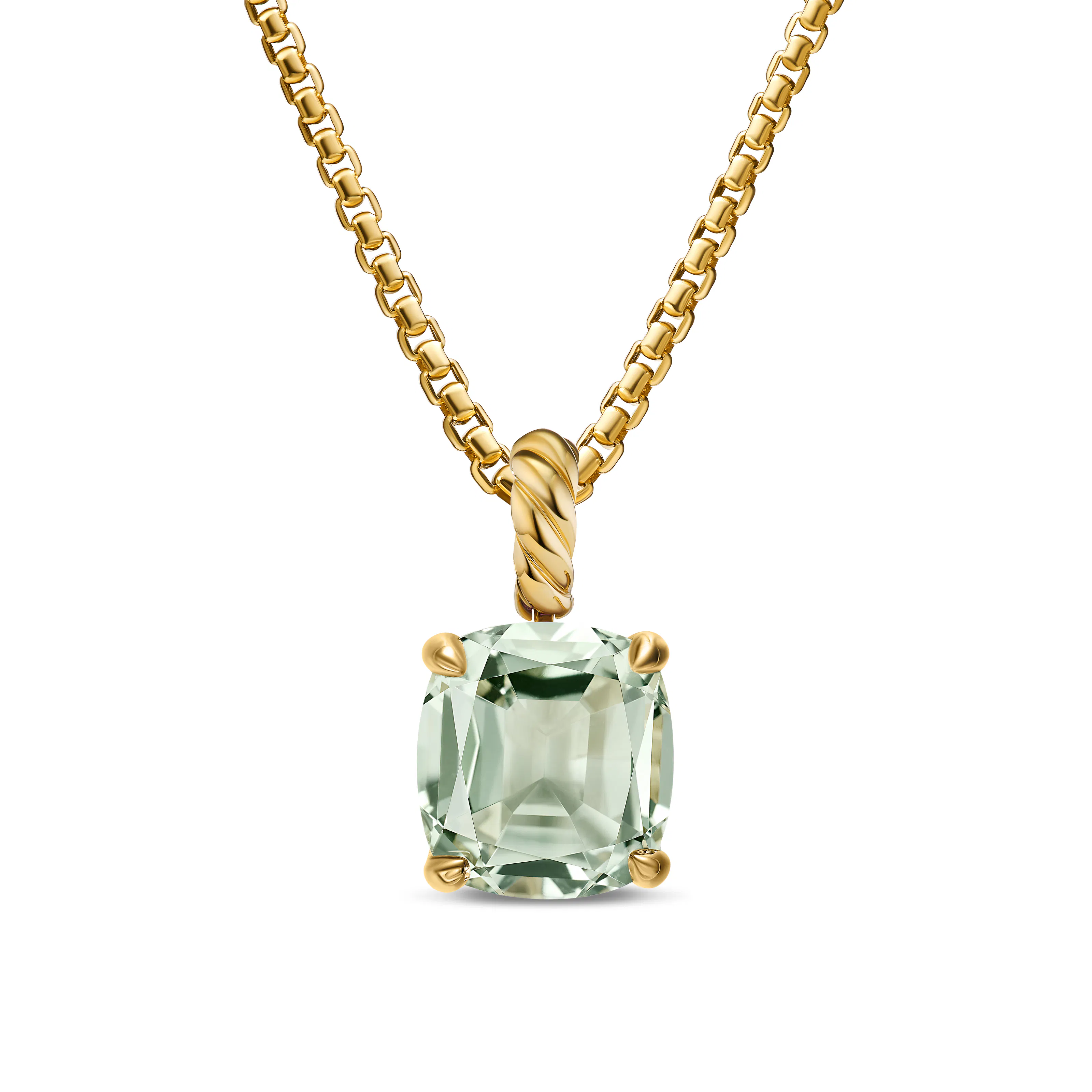 Vertical Marbella Pendant in 18K Yellow Gold with Prasiolite, 12mm