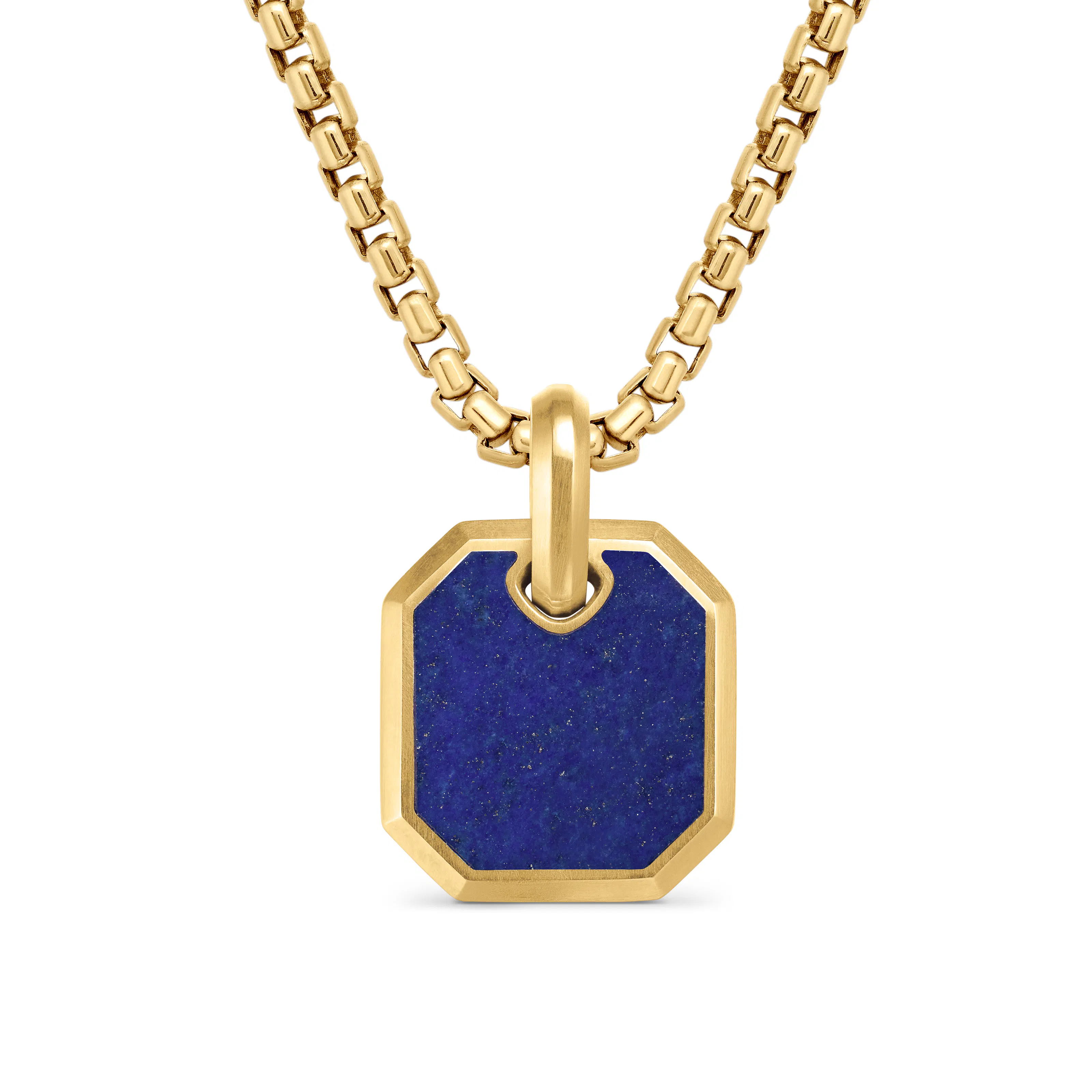 Vertical Roman Amulet in 18K Yellow Gold with Lapis, 15mm