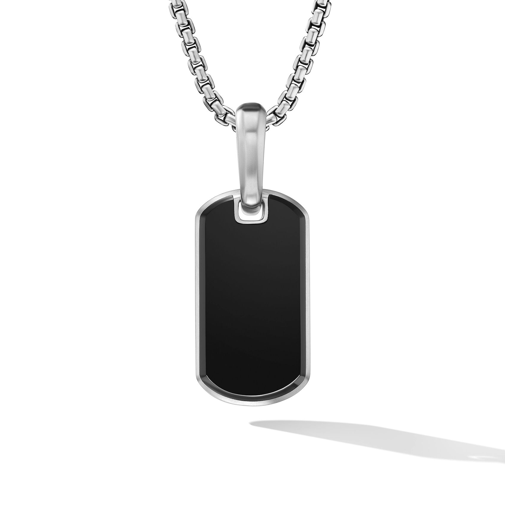 Vertical Chevron Tag in Sterling Silver with Black Onyx, 21mm