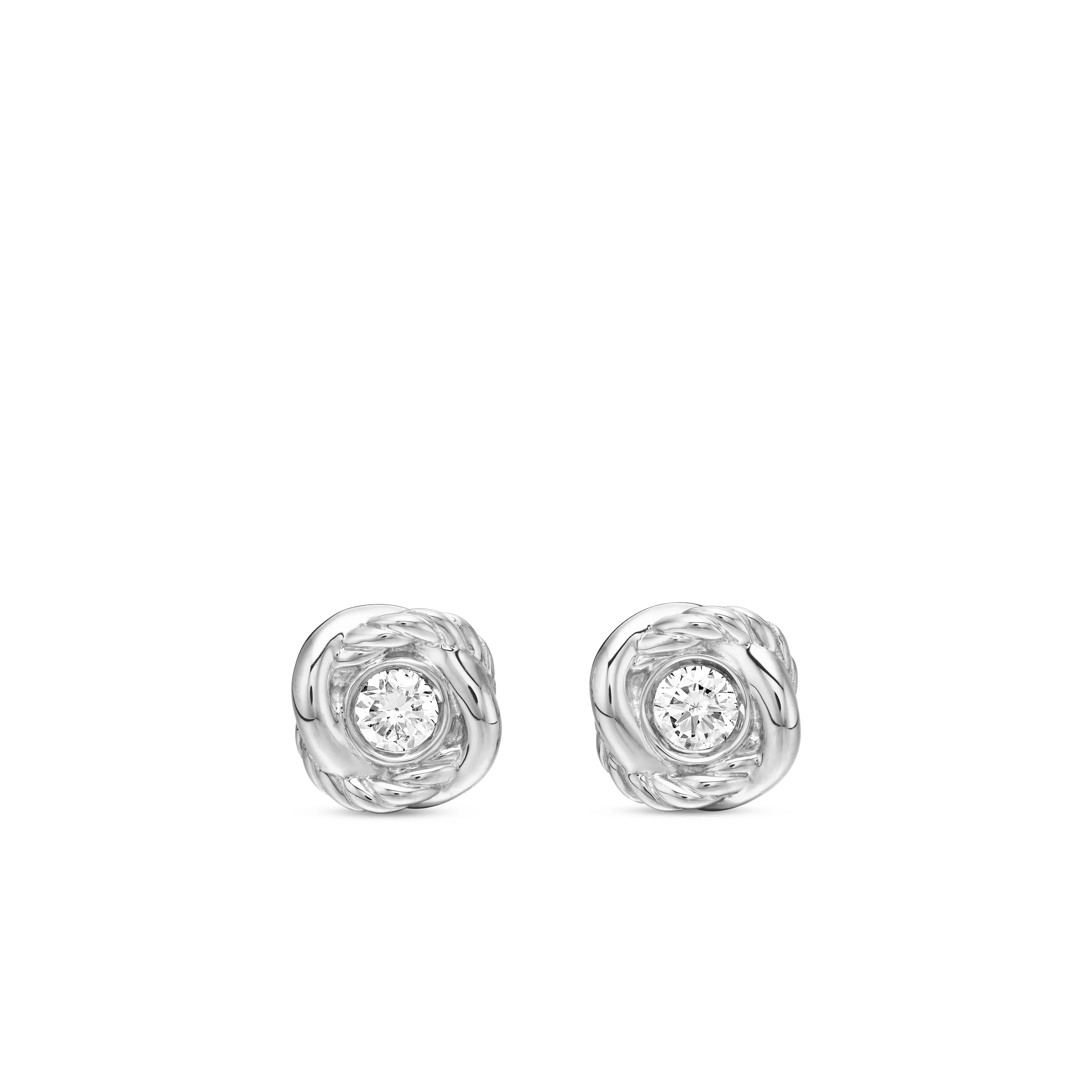 Vertical Infinity Stud Earrings in Sterling Silver with Diamonds, 6.8mm