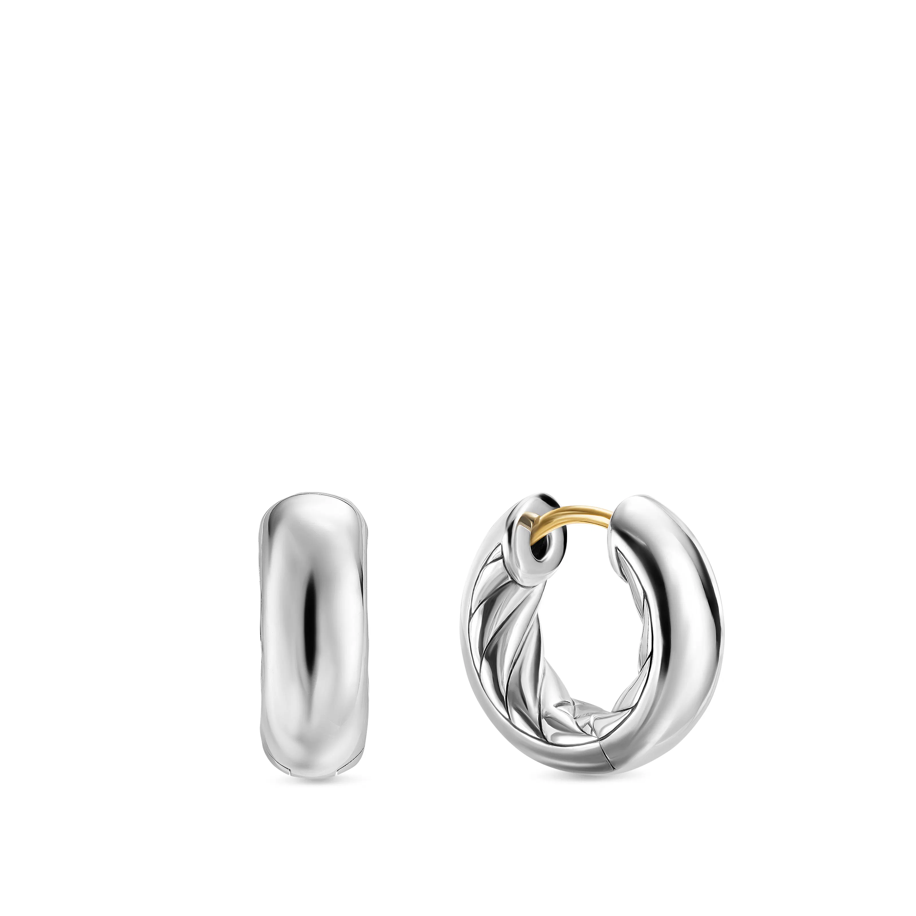 Vertical DY Mercer Micro Hoop Earrings in Sterling Silver, 13.4mm